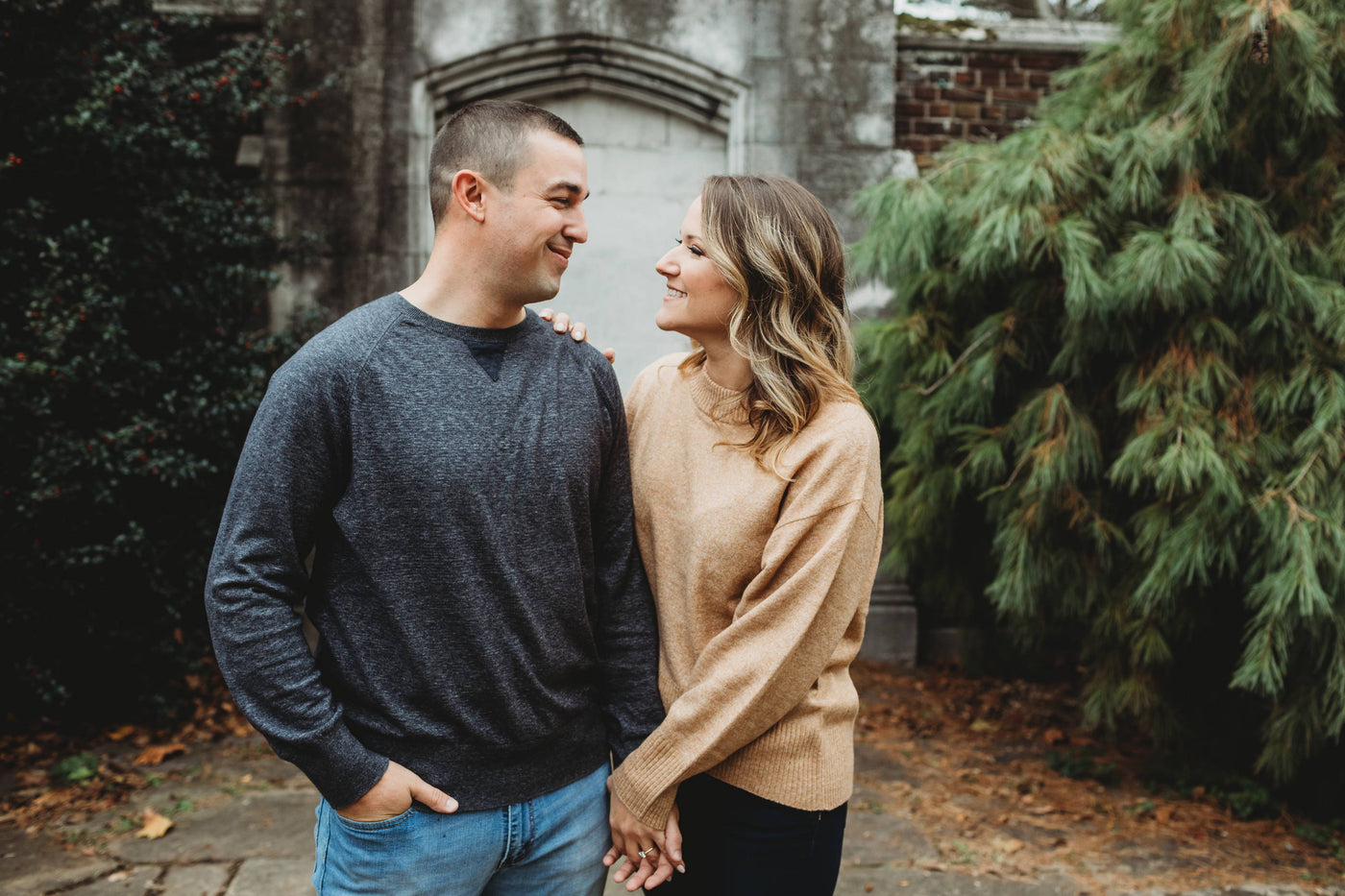 Henne Engagement Ring Couple Ryan and Juliet Gaze Lovingly at Each Other