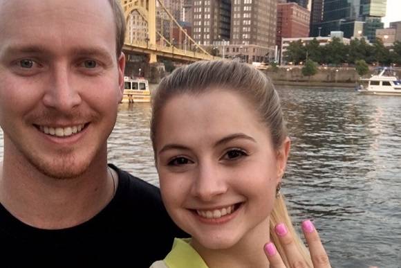 Gary & Liz at PNC After Gary Proposed with an Engagement Ring from Henne Jewelers