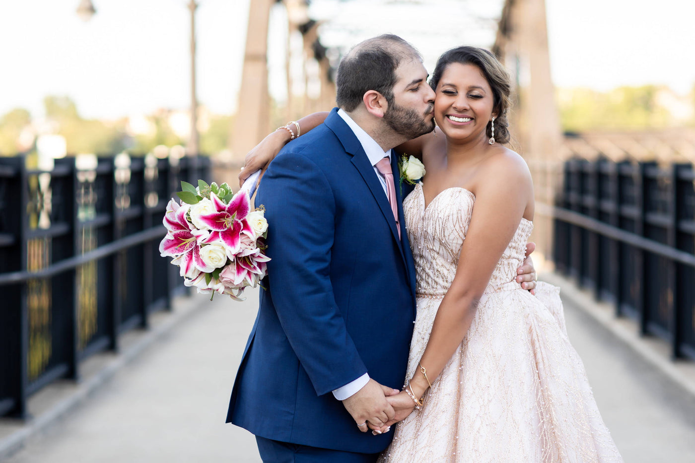 Henne Engagement Ring Couple Renato and Saira on the Bridge