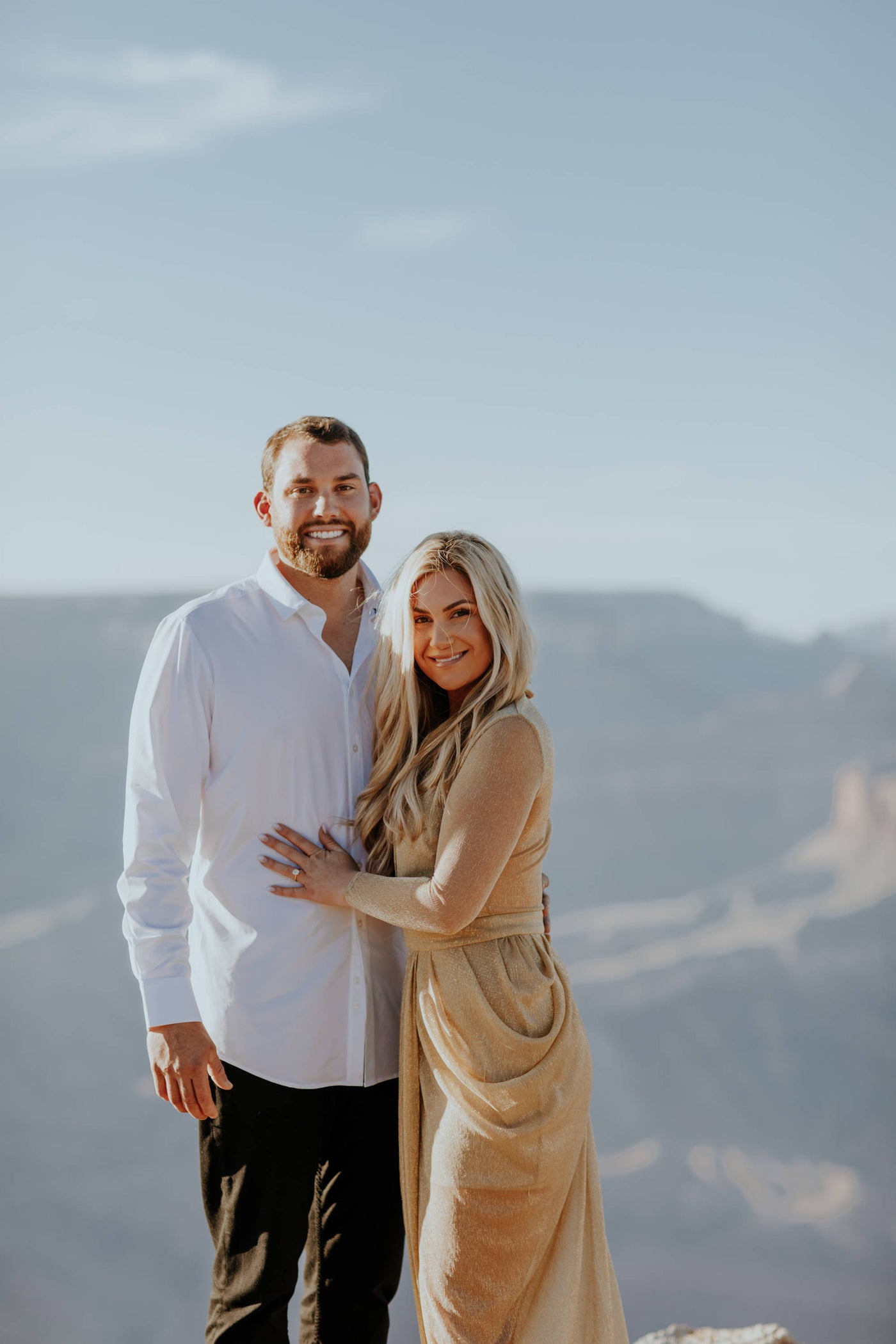 Henne Engagement Ring Couple Matthew & Sarah Overlooking The Mountains