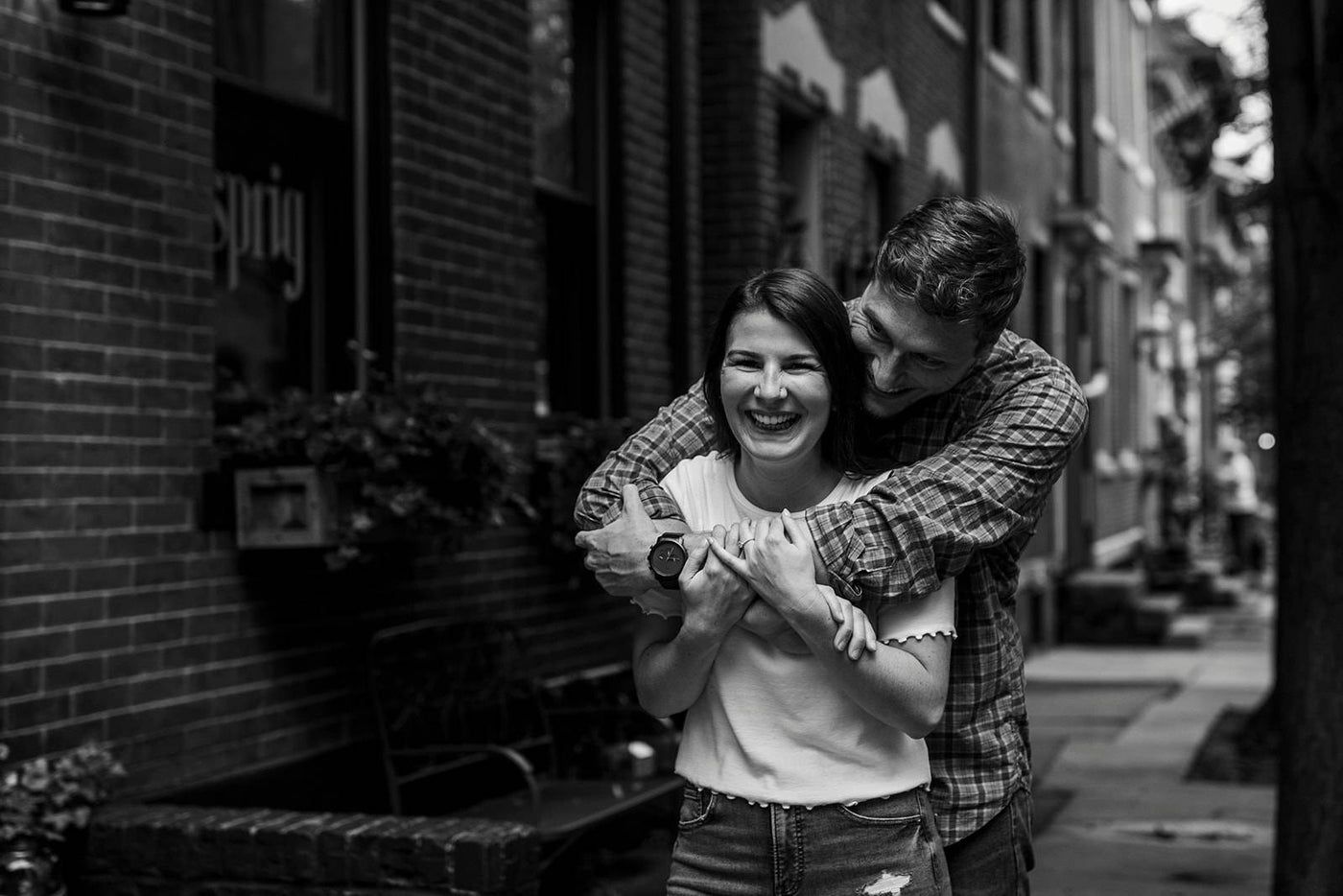 Henne Engagement Ring Couple Zachary and Lindsay Are All Smiles as They Embrace