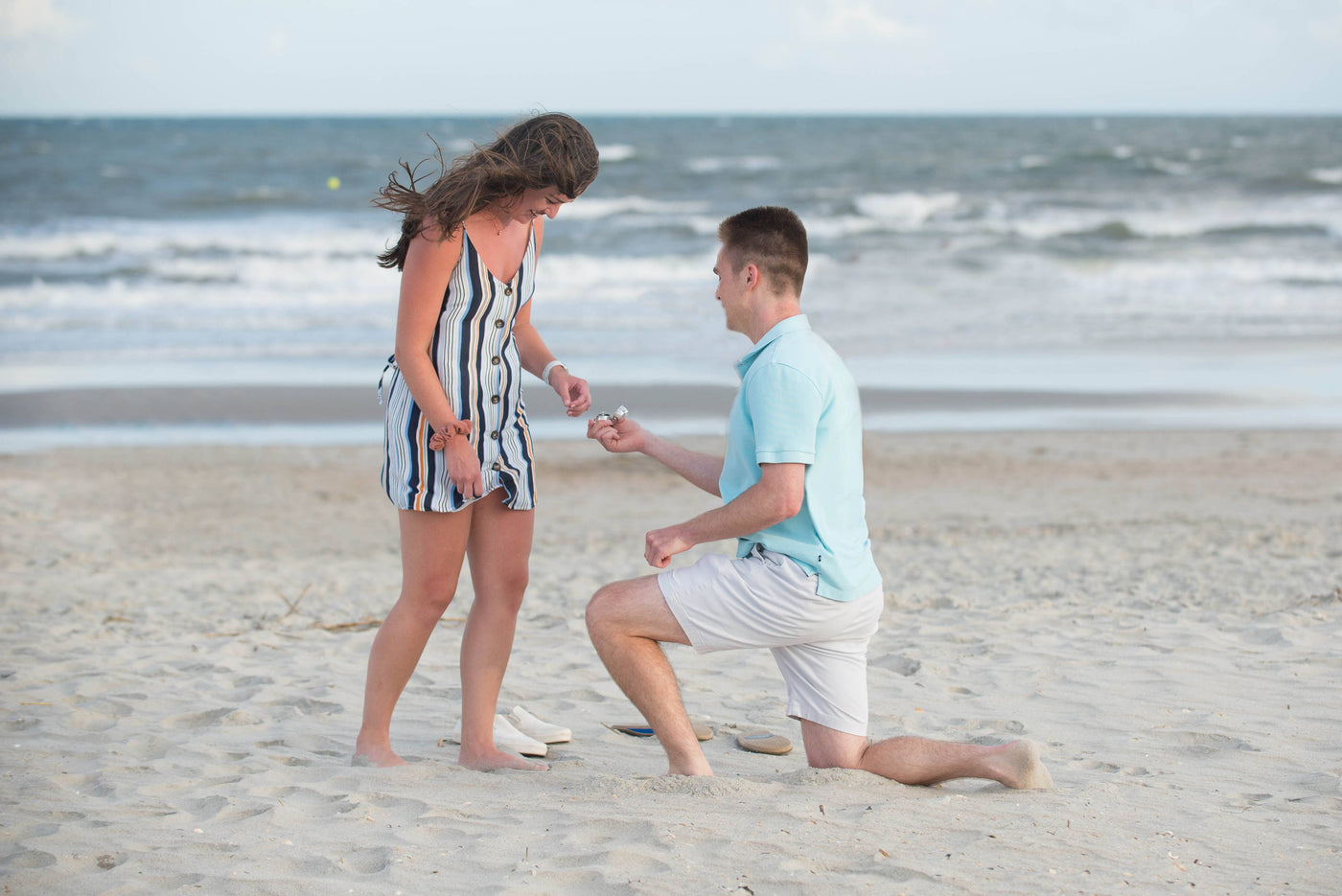 Austin Proposes to Rachel with a Henne Engagement Ring on the Beach