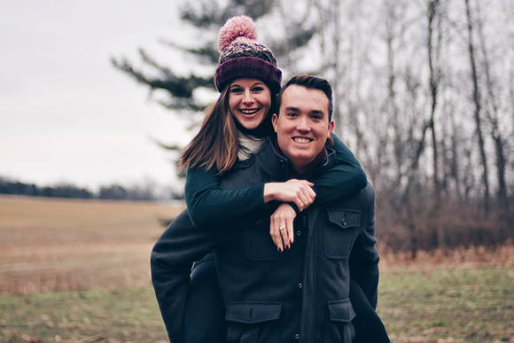 Henne Engagement Ring Couple Chloe & Garrick In the Snow