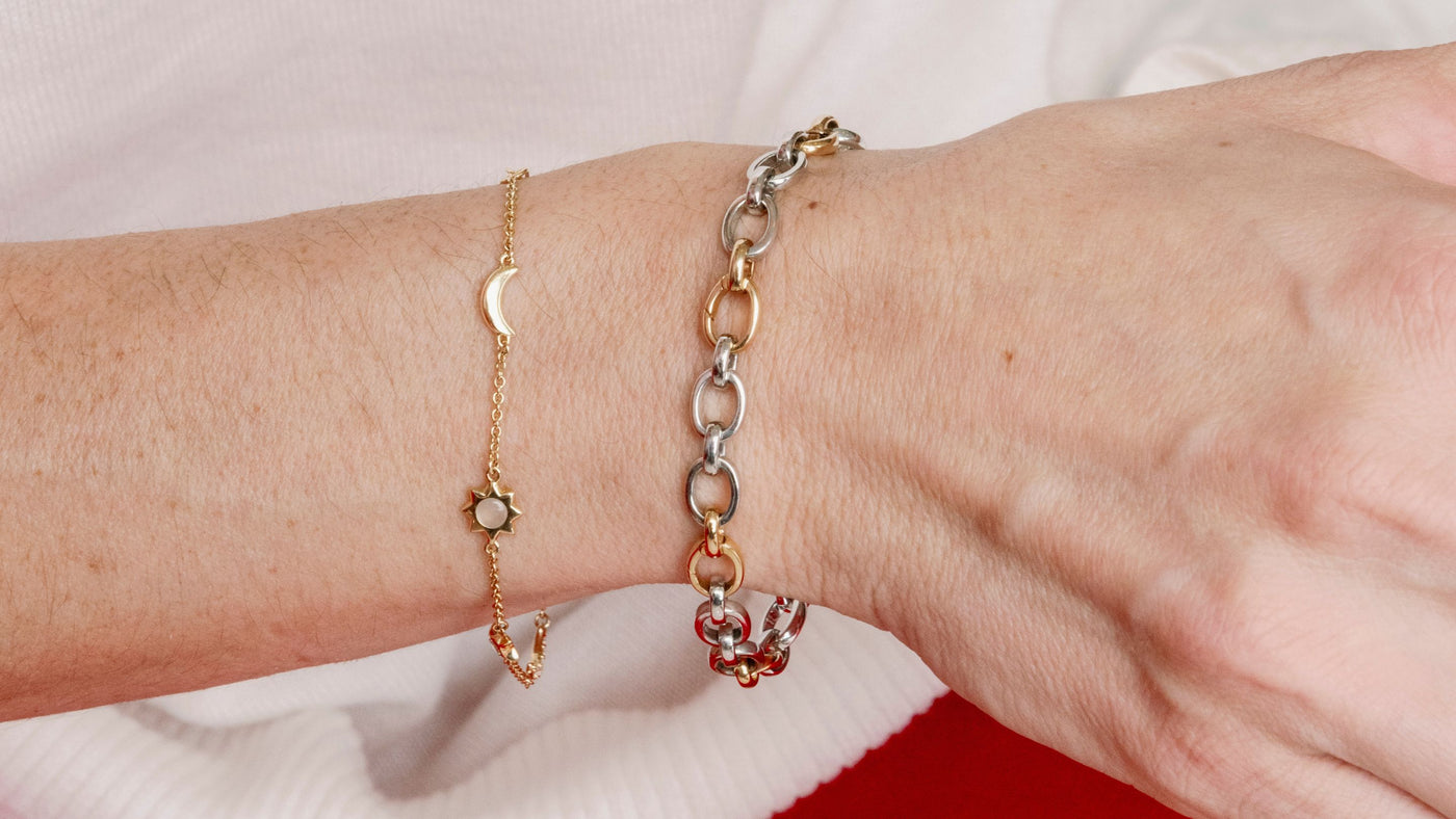 silver and gold bracelets