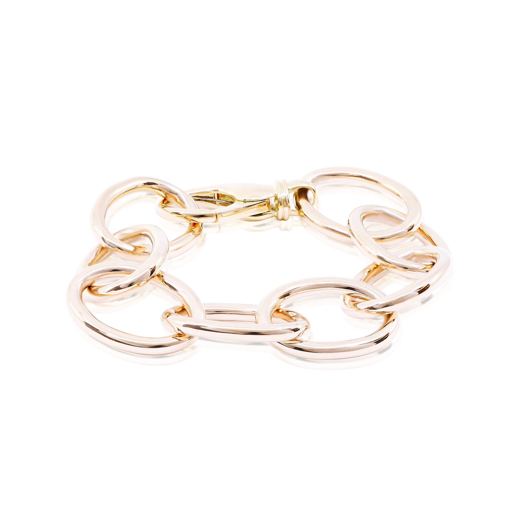 POLISHED 18K YELLOW GOLD HEAVY OVAL LINK BRACELET