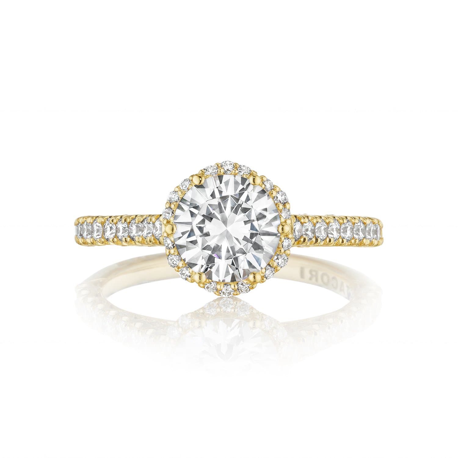 18K Yellow Gold Tacori Petite Crescent Semi-Mount Diamond Engagement Ring (Setting Only)