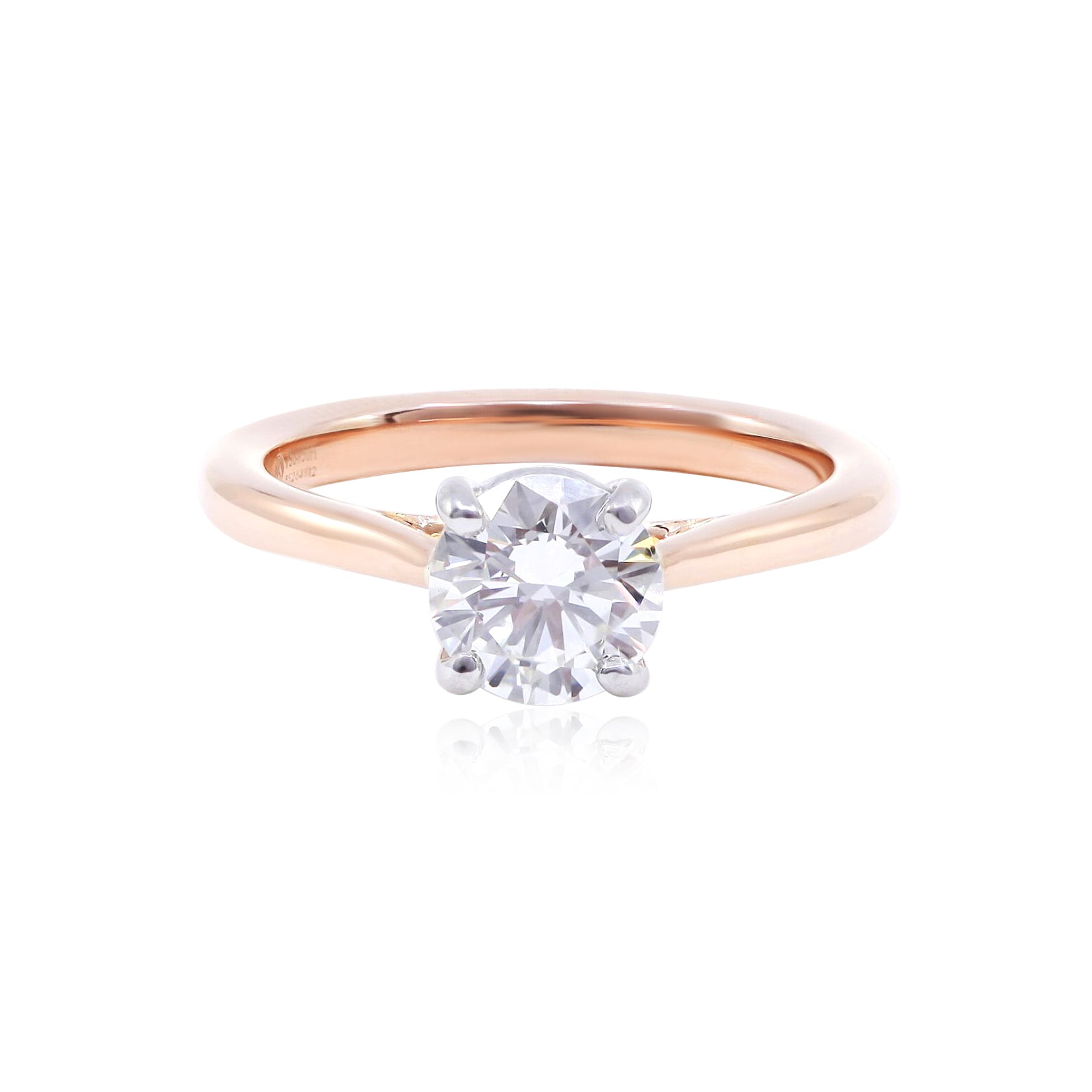 18K ROSE GOLD CATHEDRAL STYLE ENGAGEMENT RING WITH A 1.01CT ROUND BRILLIANT DIAMOND