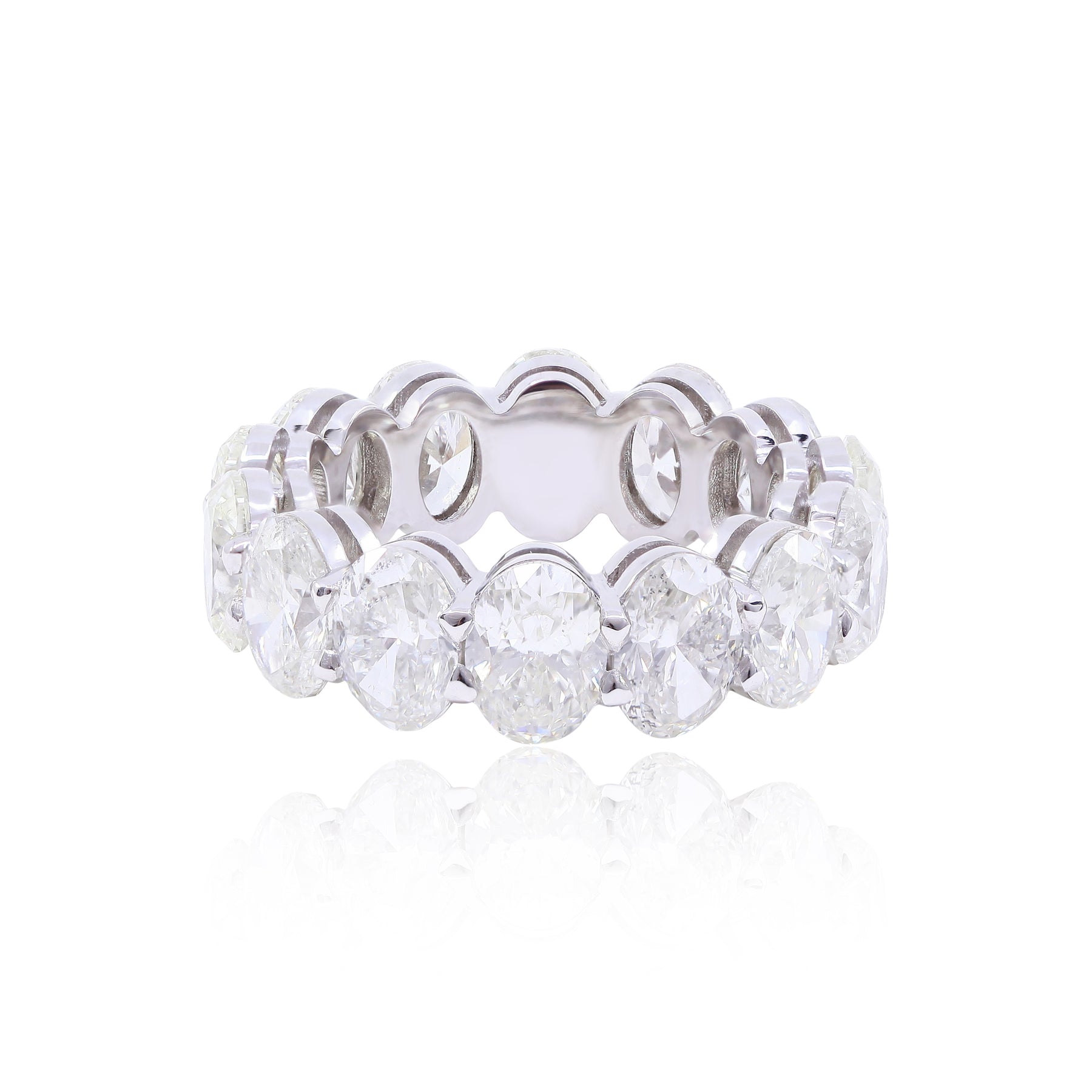 PLATINUM OVAL DIAMOND ETERNITY BAND 9.90CTW