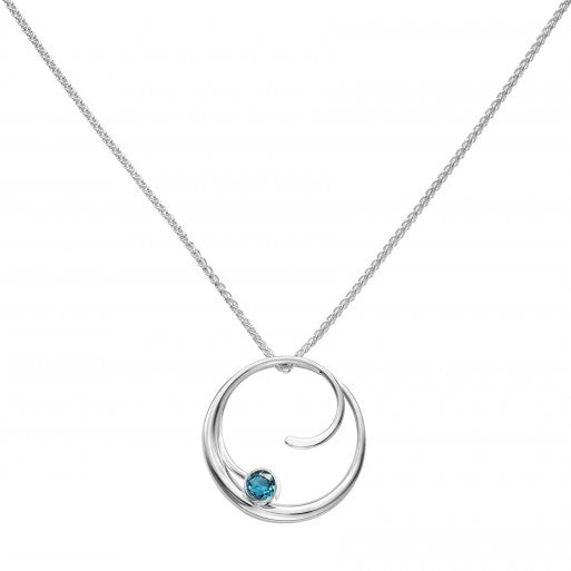 ED LEVIN STERLING SILVER PETITE BINDU BLUE TOPAZ PENDANT