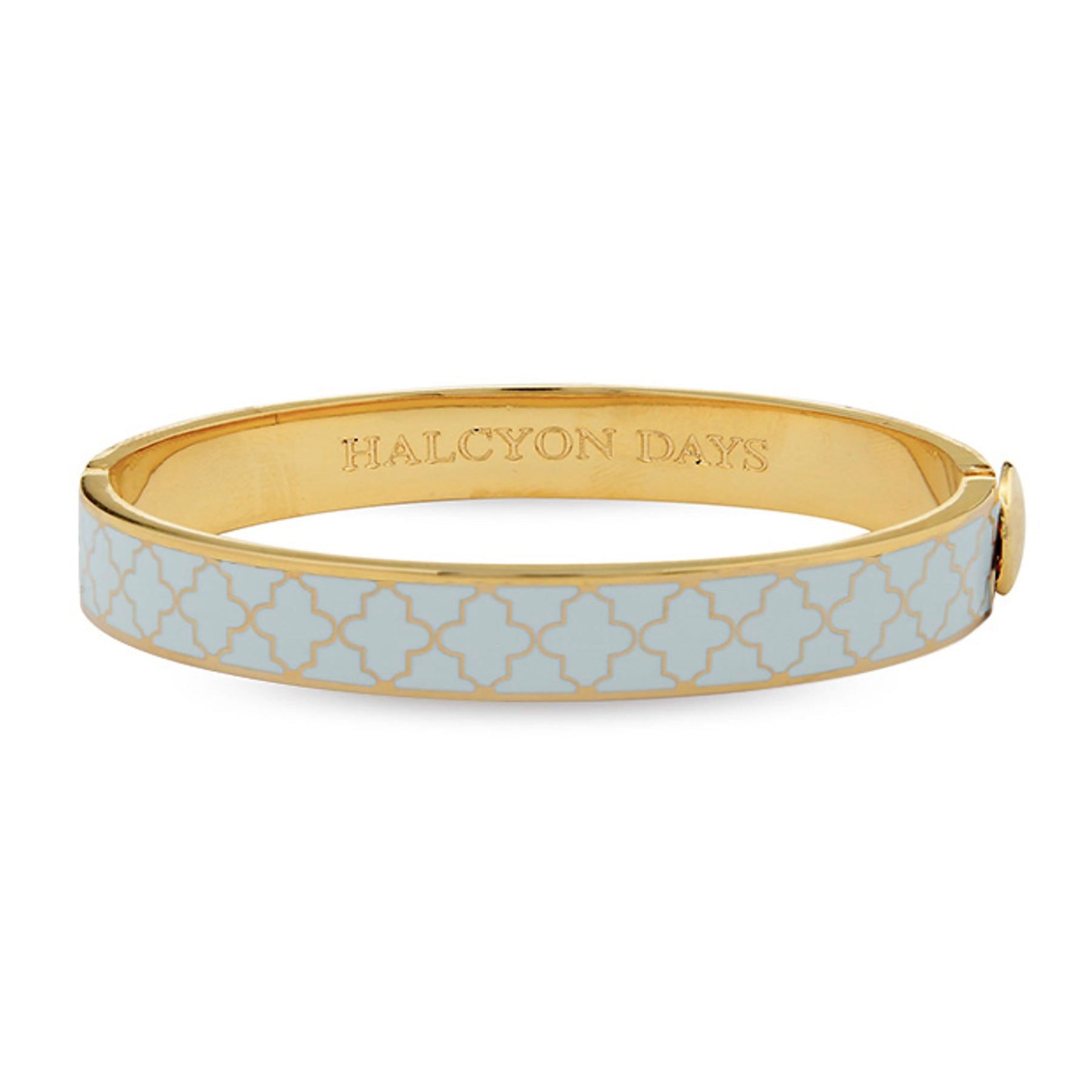 HALCYON DAYS 18K YELLOW GOLD PLATED 10MM AGAMA FORGET-ME-NOT ENAMELED BANGLE BRACELET