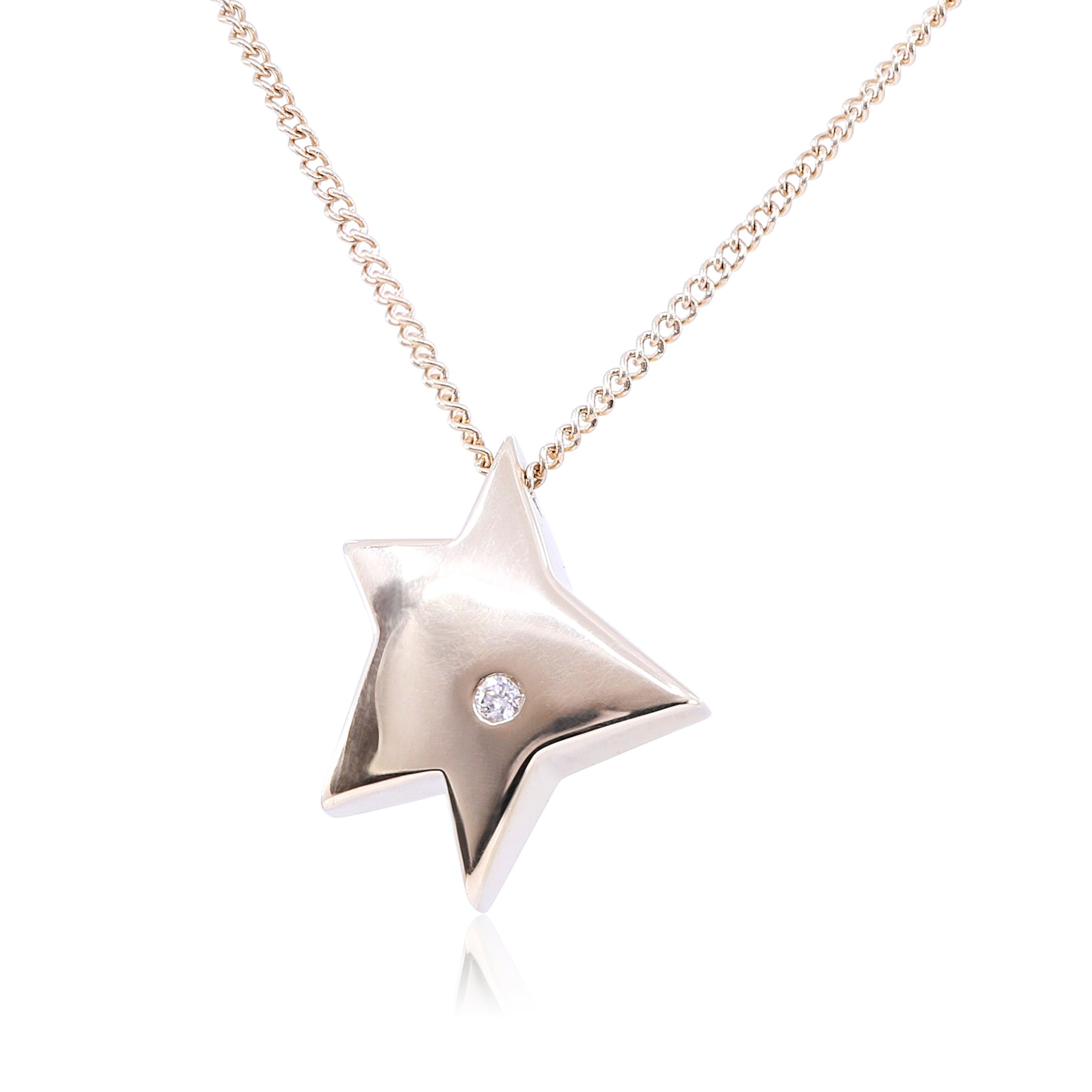 STERLING SILVER LE PETIT PRINCE SINGLE DIAMOND STAR PENDANT NECKLACE