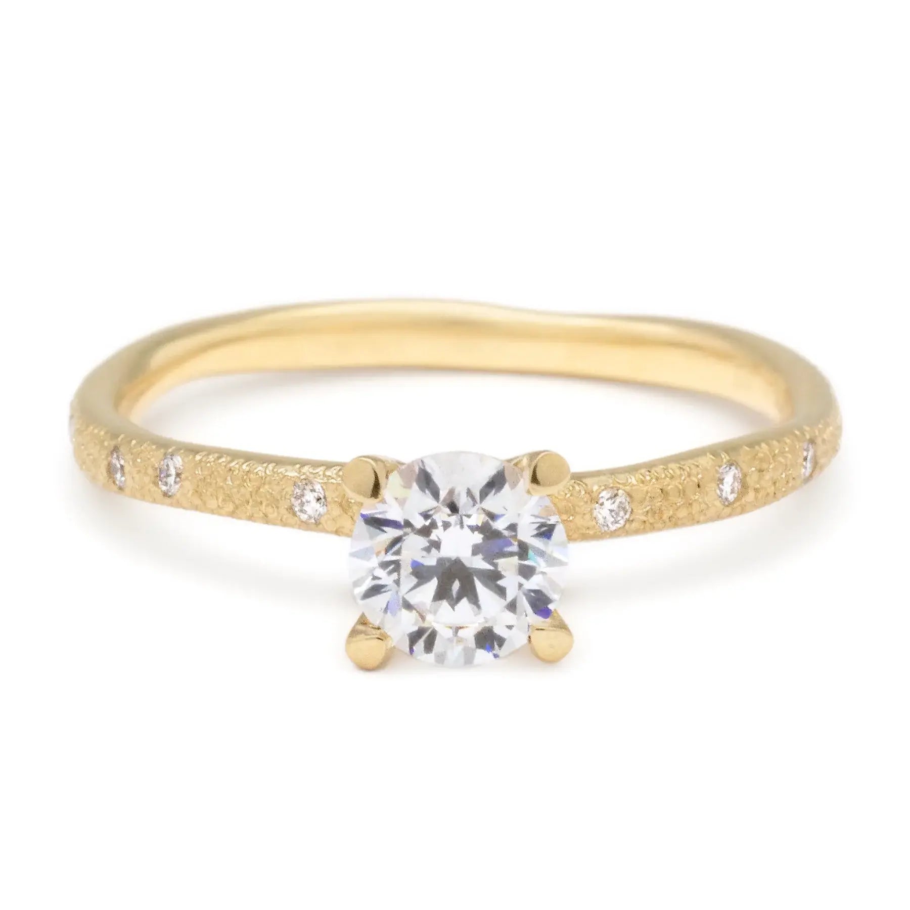 ANNE SPORTUN 18K YELLOW GOLD ROUND DIAMOND ENGAGEMENT RING WITH DIAMOND ACCENTS (SETTING ONLY)