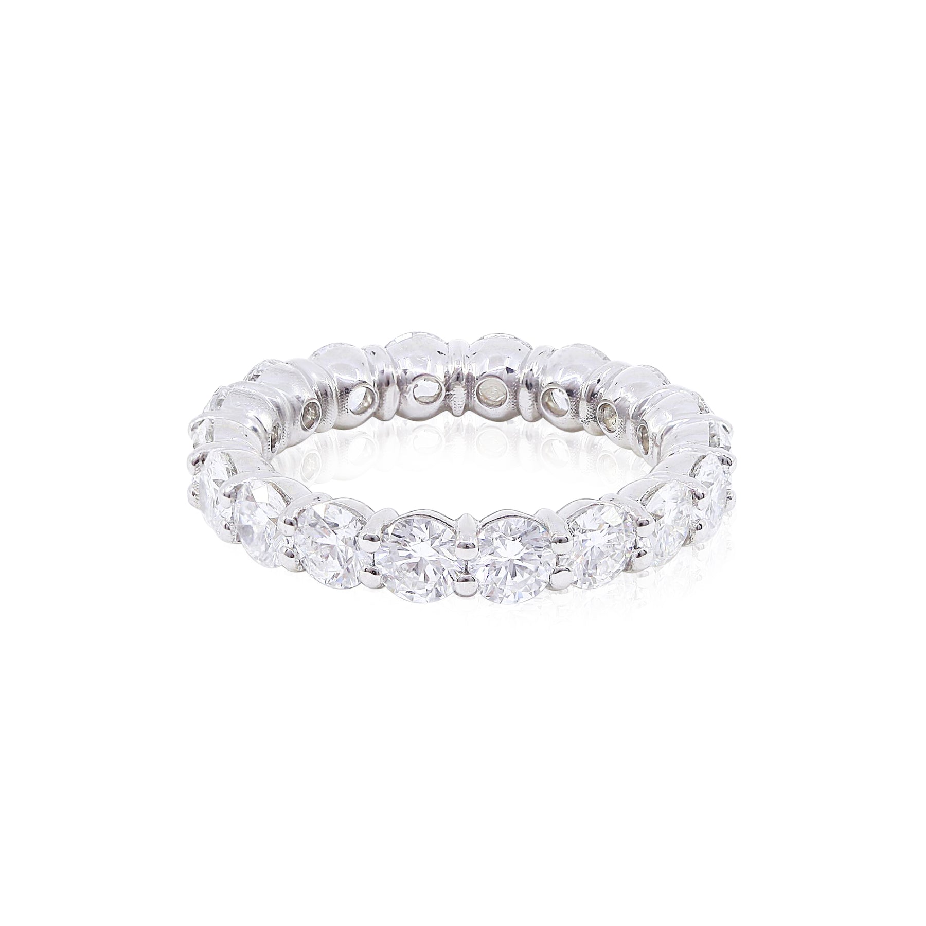 PLATINUM SHARED PRONG DIAMOND ETERNITY BAND 3.60CTW