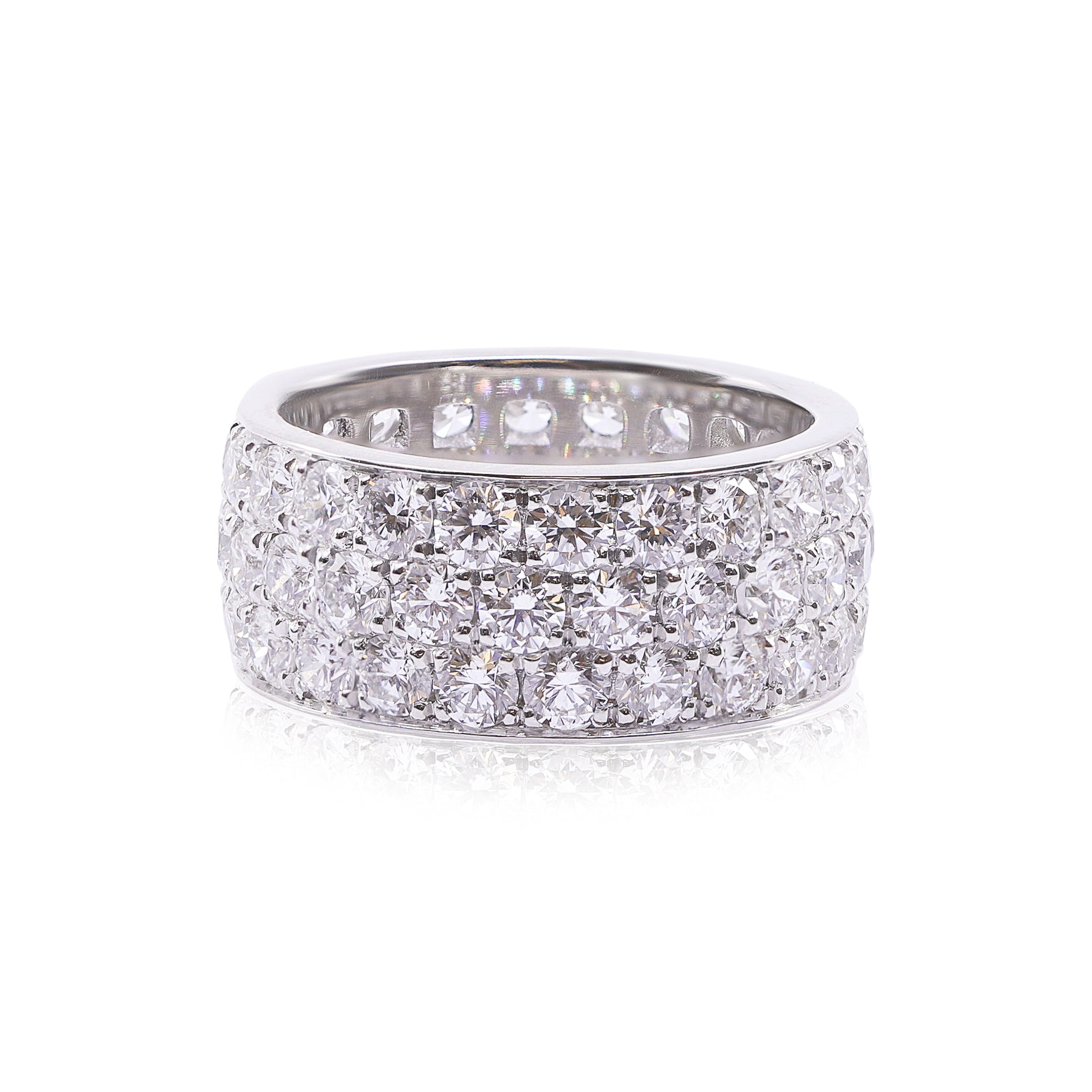 MARK PATTERSON PLATINUM 9MM TRIPLE ROW DIAMOND ETERNITY RING 5.77CTW