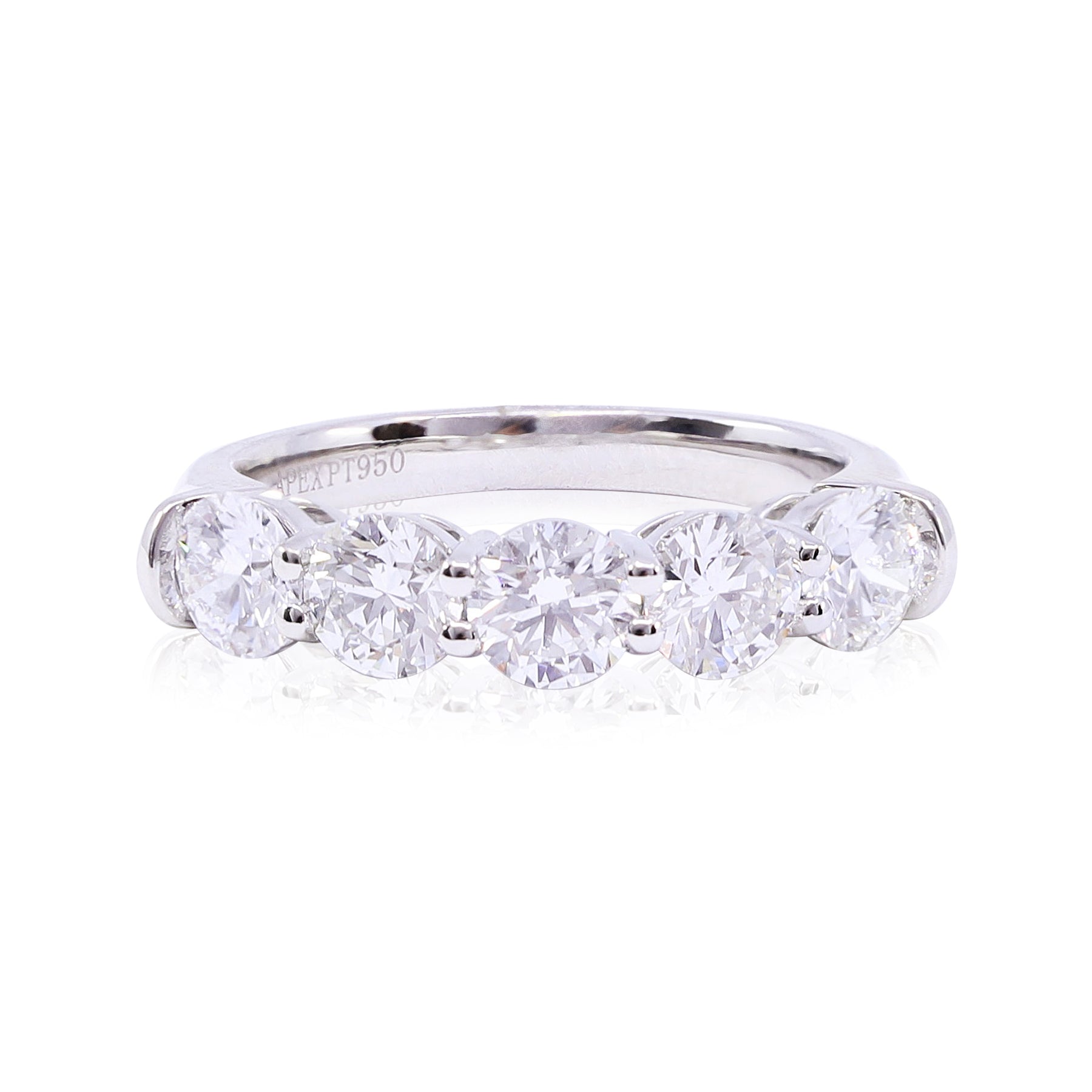 PLATINUM 5-STONE ROUND BRILLIANT DIAMOND BAND 2.01CTW