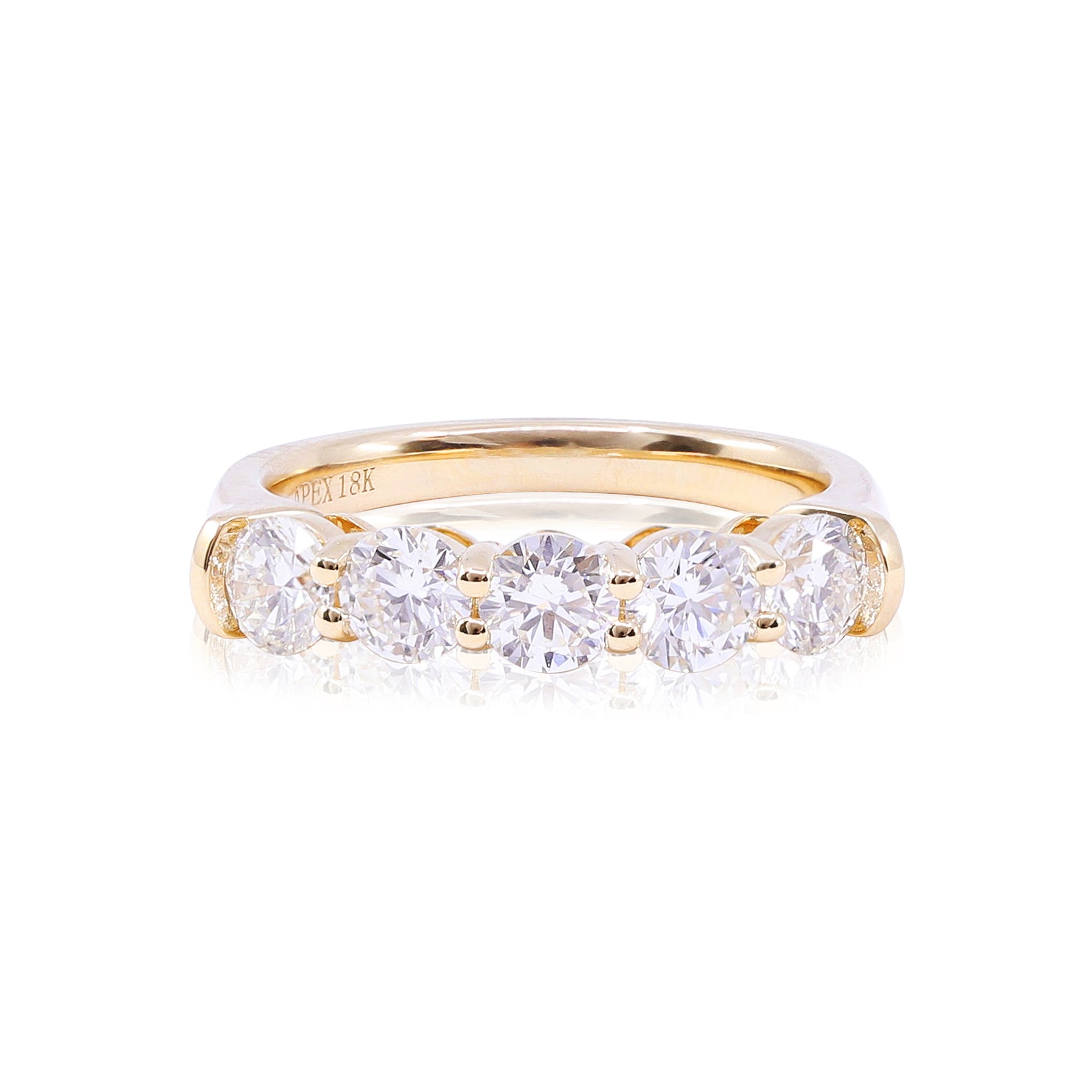 18K YELLOW GOLD 5-STONE ROUND BRILLIANT DIAMOND BAND 1.50CTW