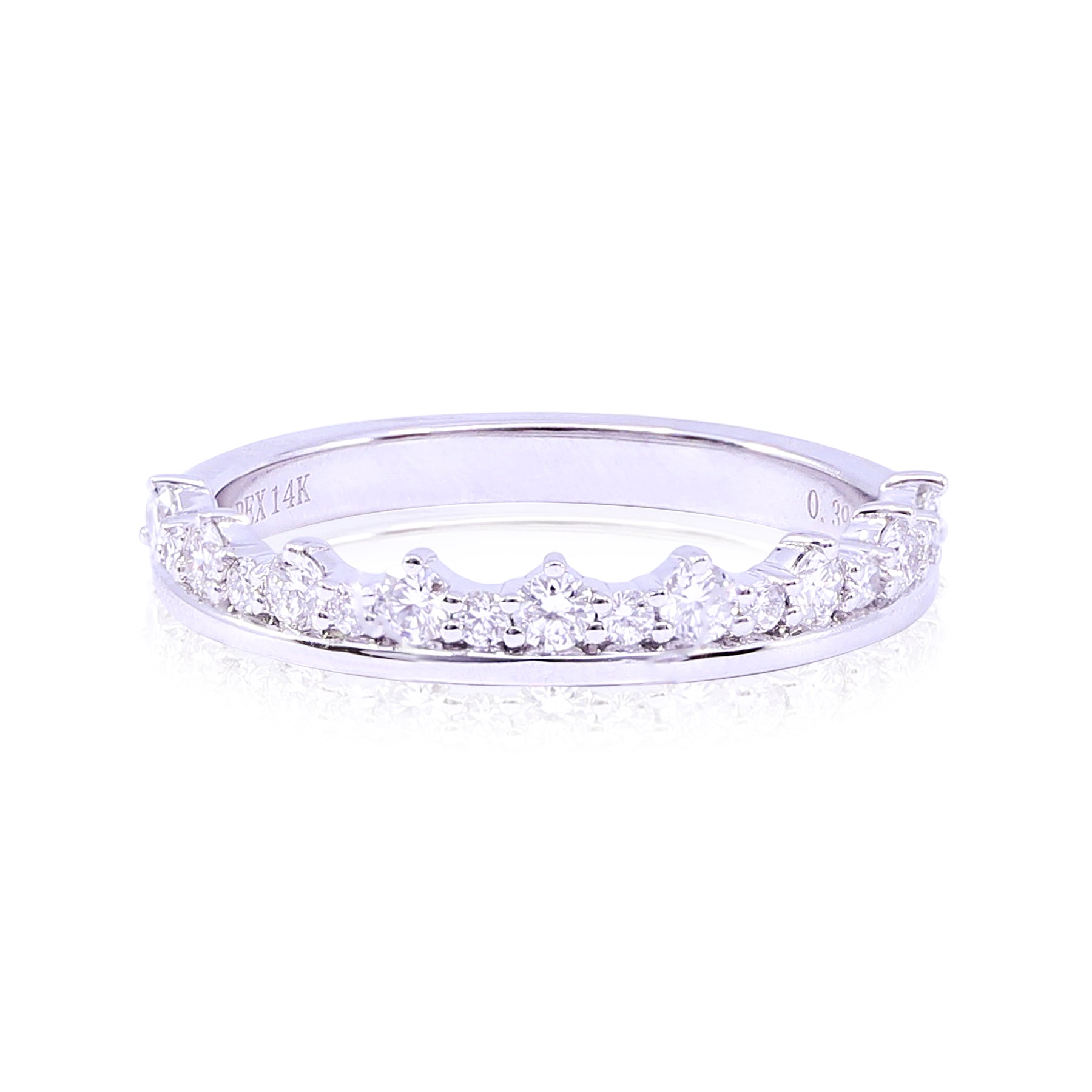 14K WHITE GOLD ROUND DIAMOND TIARA BAND 0.39CTW