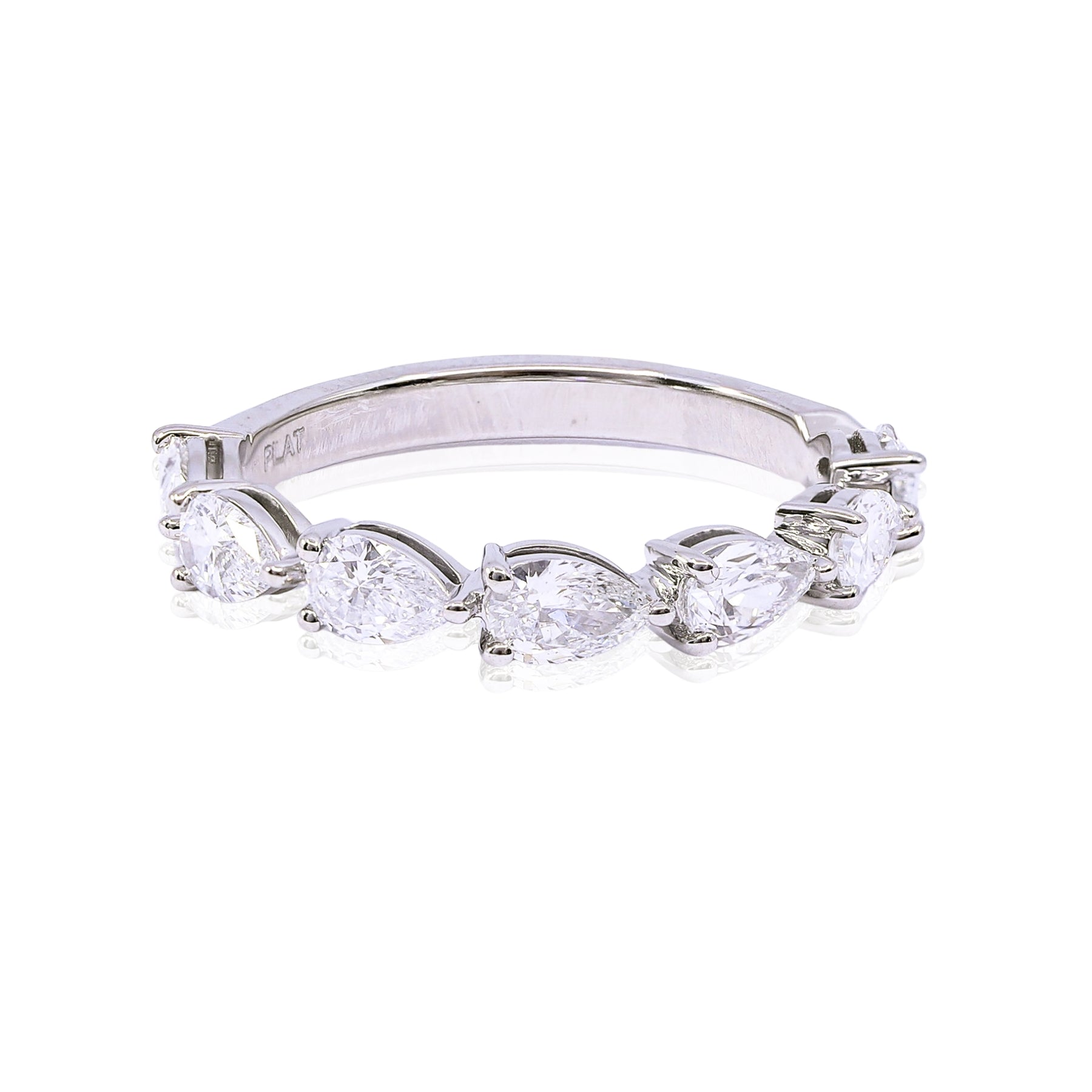 PLATINUM PEAR-SHAPE DIAMOND WEDDING BAND - 1.10CTW