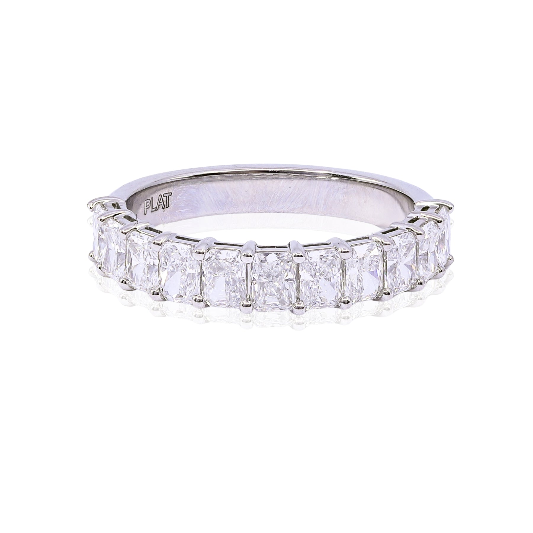 PLATINUM RADIANT-CUT DIAMOND WEDDING BAND - 1.67CTW