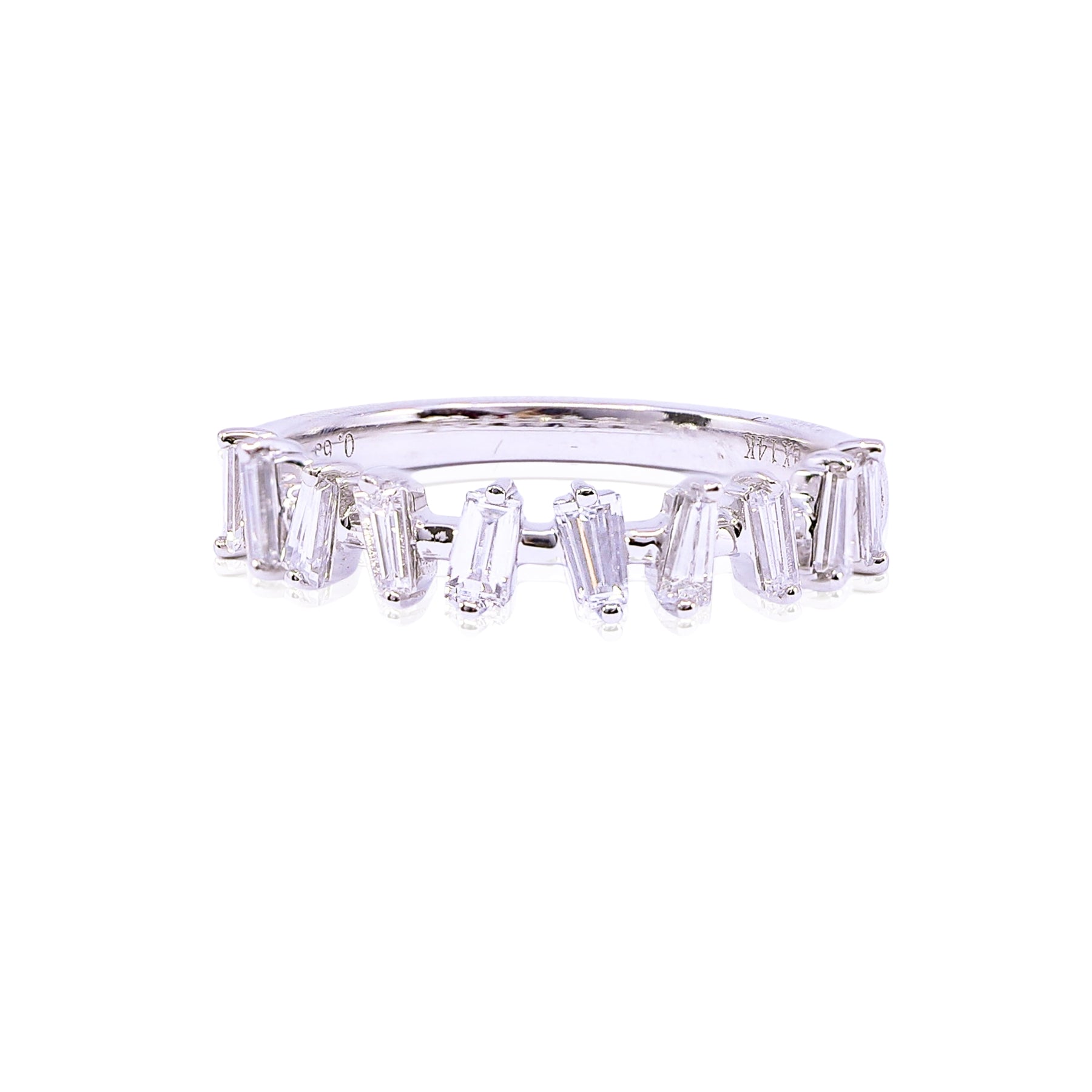 14K WHITE GOLD TAPERED BAGUETTE DIAMOND BAND - 0.63CTW