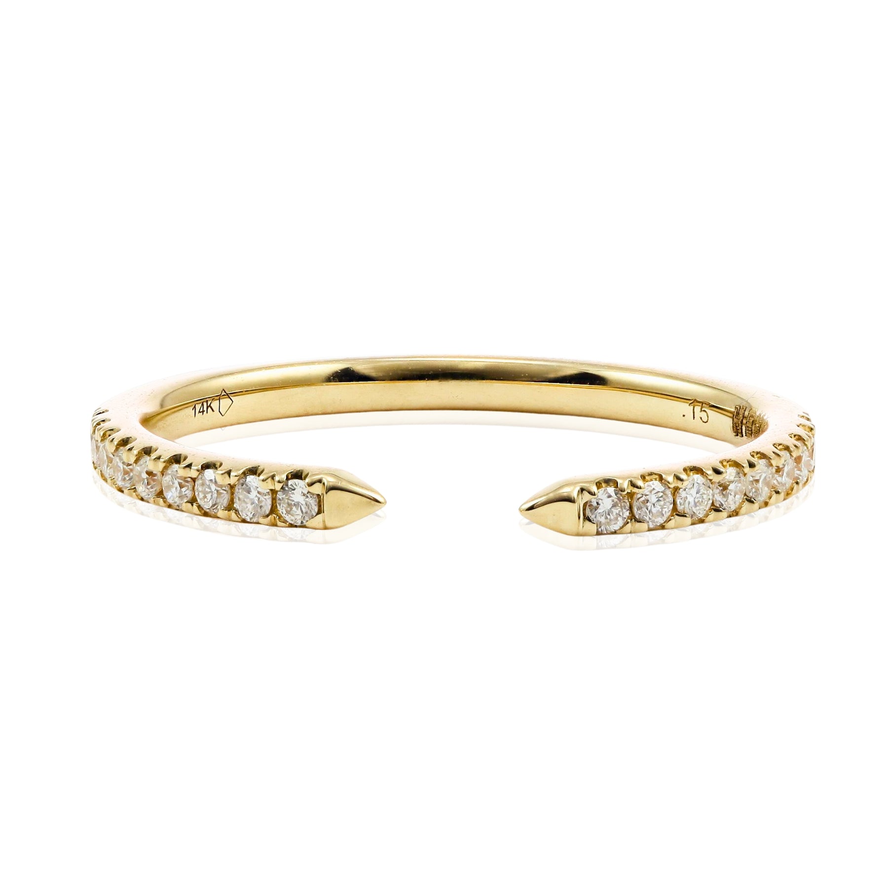 14K YELLOW GOLD DIAMOND SPLIT TOP WEDDING BAND - 0.15CTW