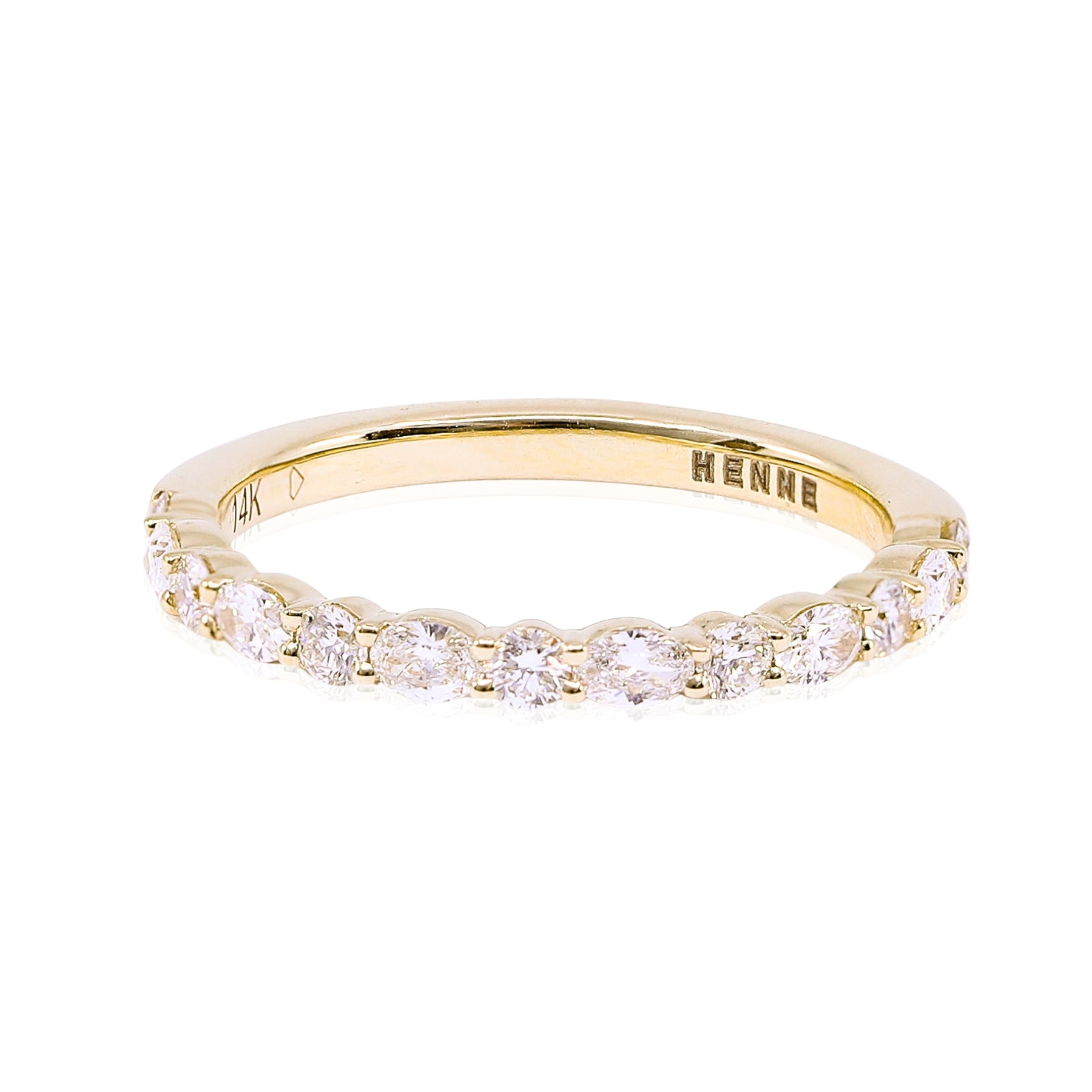 14K YELLOW GOLD MIXED CUT DIAMOND WEDDING BAND - 0.54CTW