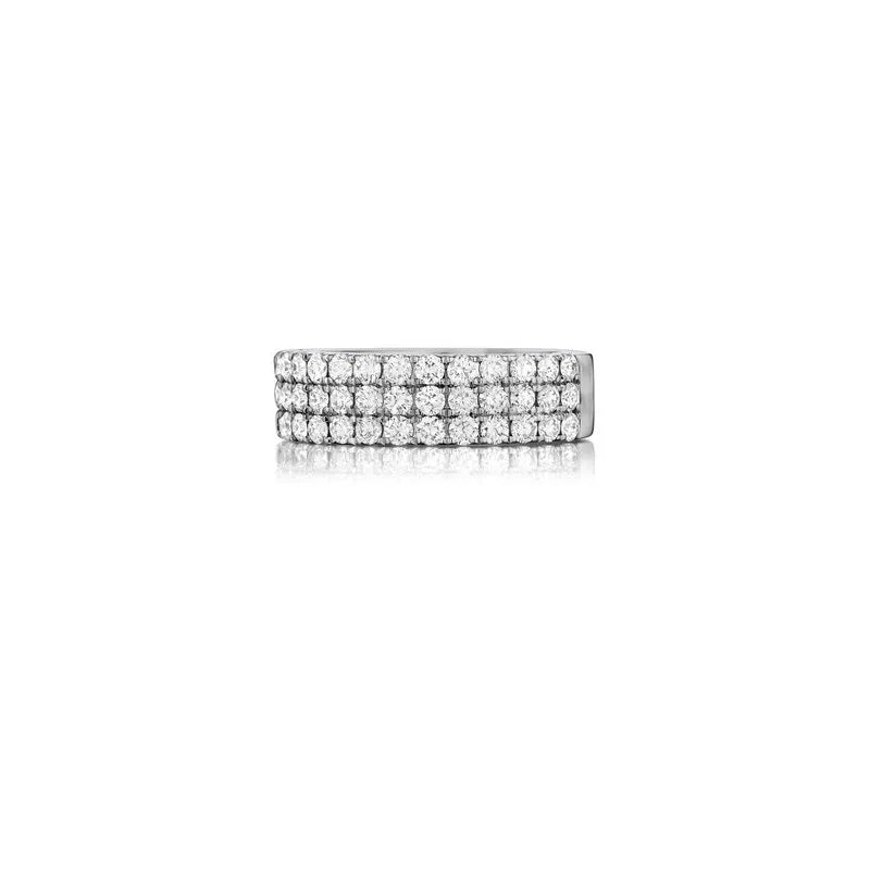 14K WHITE GOLD 3 ROW DIAMOND BAND - 1.25CTW