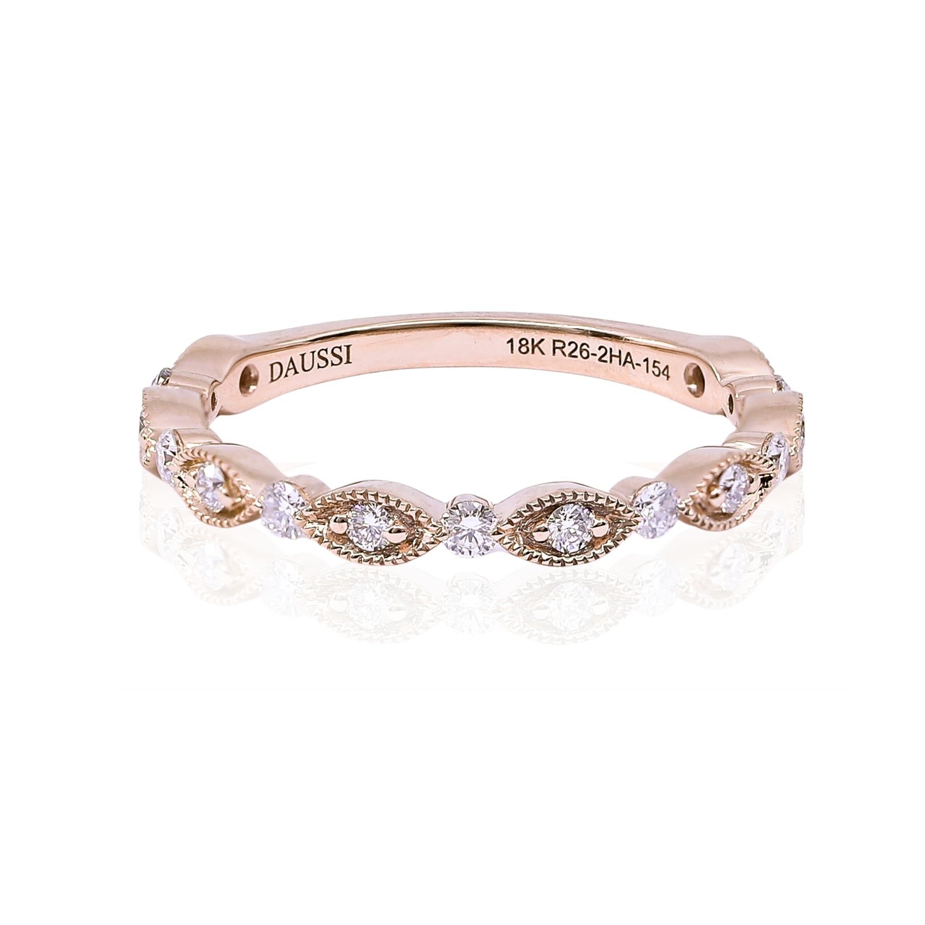 18K ROSE GOLD DIAMOND MILGRAIN BAND - 0.20CTW