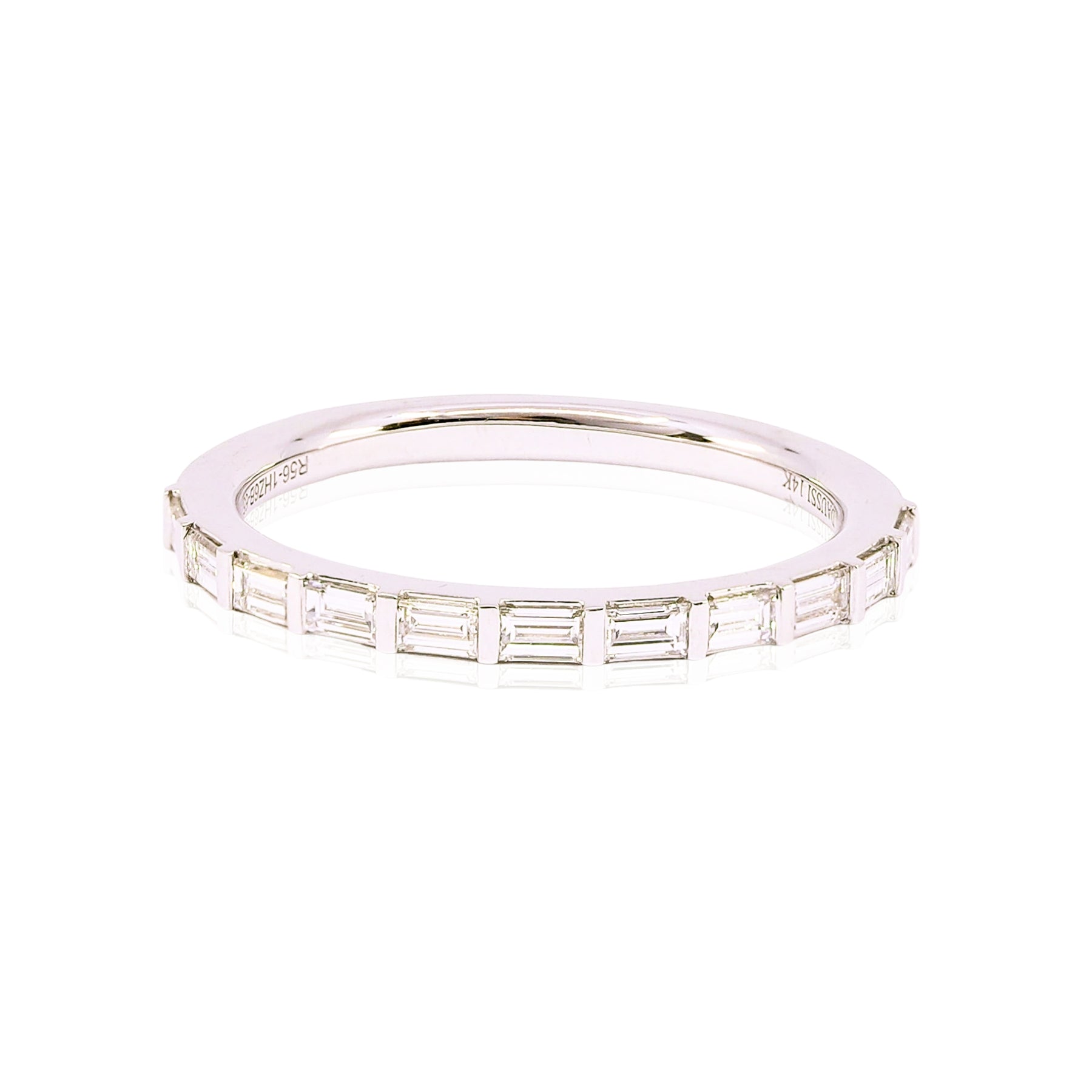 HENRI DAUSSI 14K WHITE GOLD BAGUETTE DIAMOND WEDDING BAND - 0.30CTW