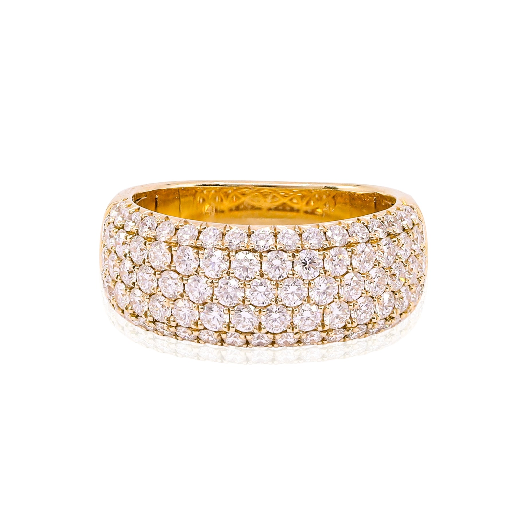 HENRI DAUSSI 14K YELLOW GOLD 5-ROW DIAMOND WEDDING BAND - 1.70CTW