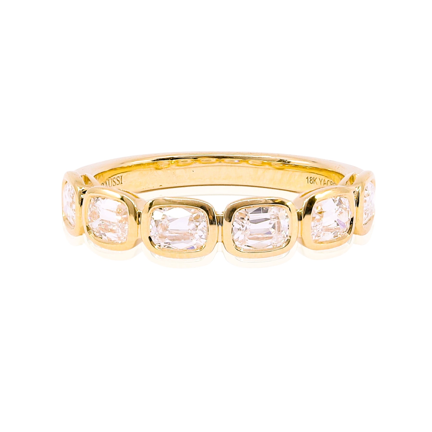 HENRI DAUSSI 18K YELLOW GOLD CUSHION-CUT DIAMOND WEDDING BAND - 1.08CTW