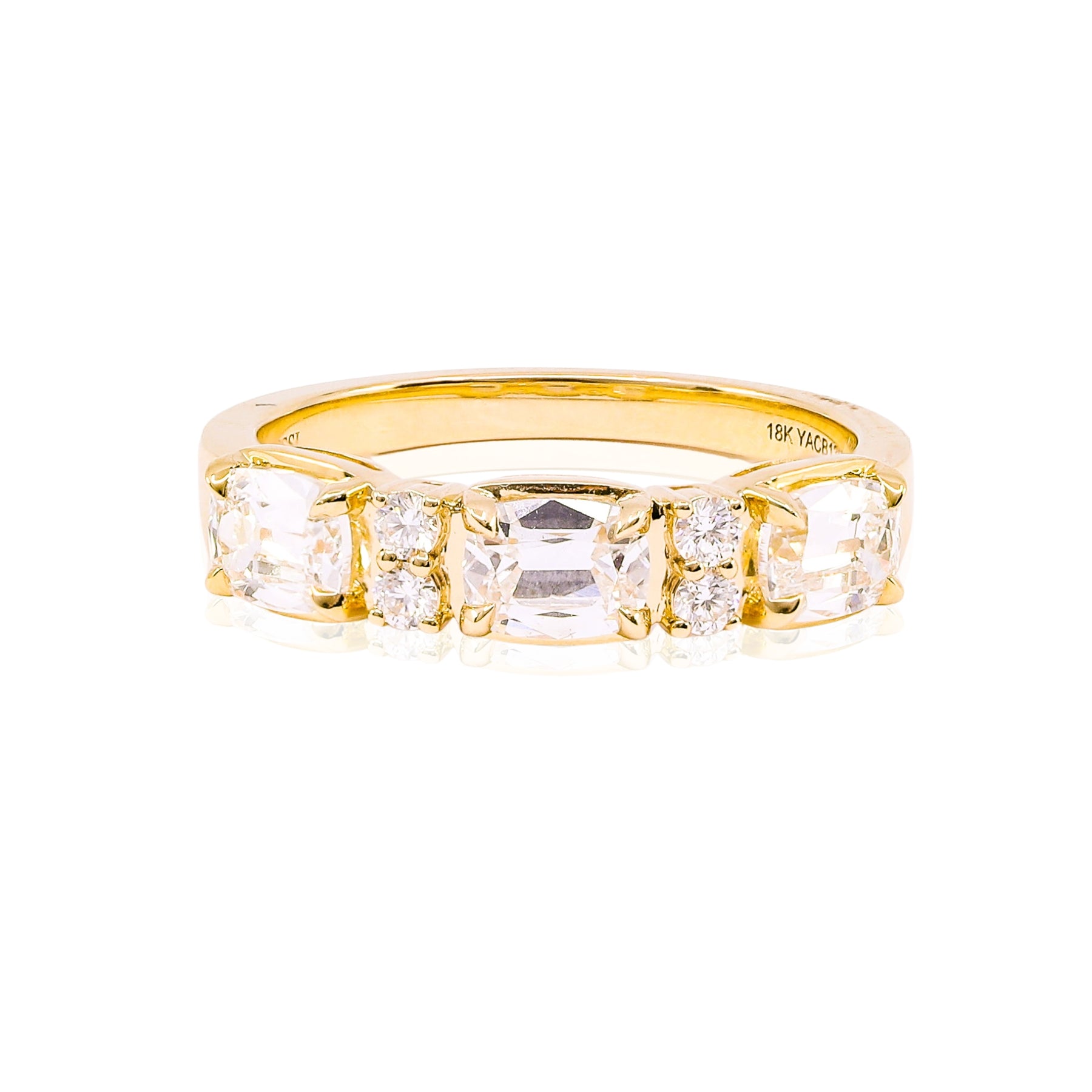 HENRI DAUSSI 18K YELLOW GOLD MIXED CUT DIAMOND WEDDING BAND - 1.31CTW