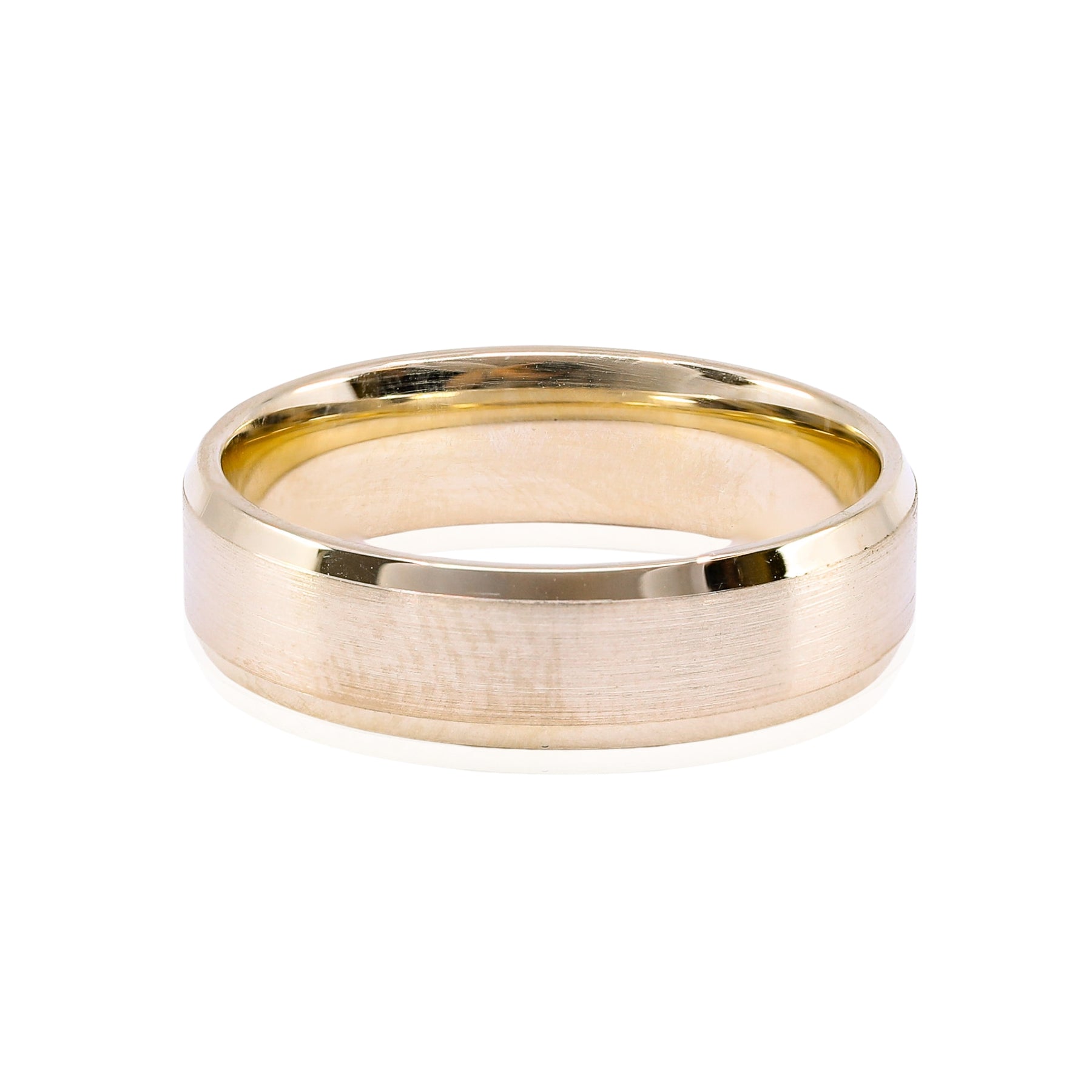 14K YELLOW GOLD SATIN BEVELED EDGE WEDDING BAND