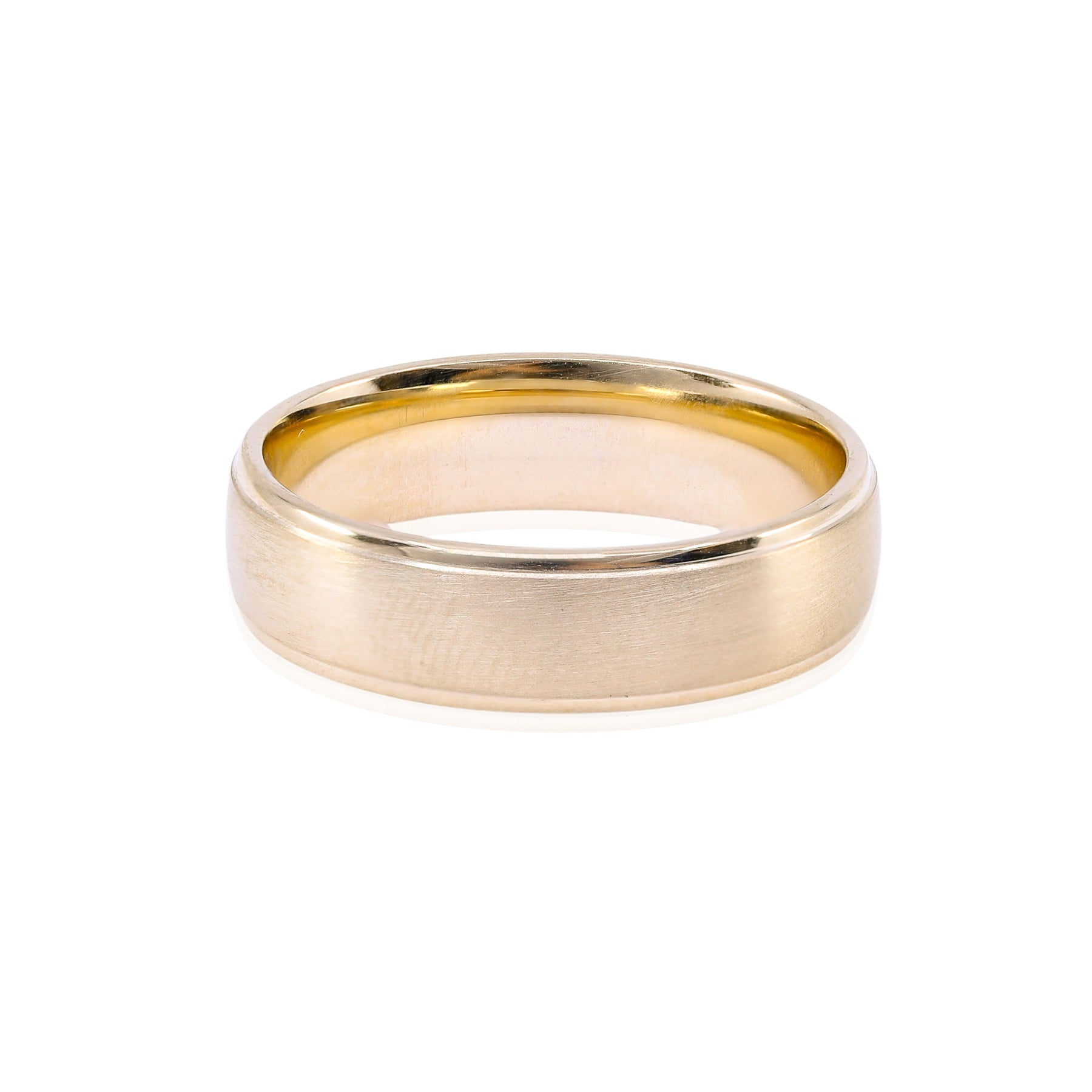 14K YELLOW GOLD LOW DOME SATIN WEDDING BAND