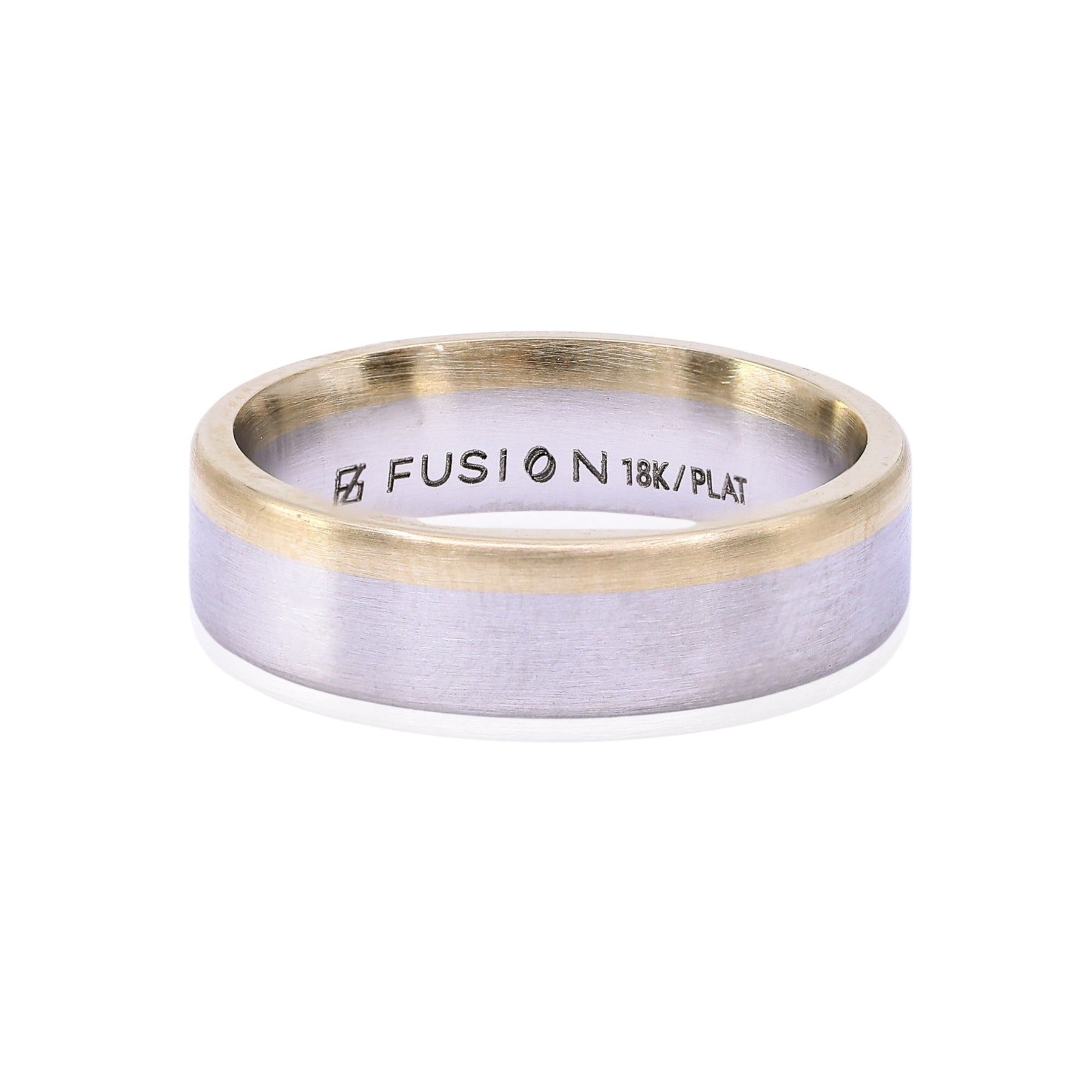 PLATINUM 18K YELLOW GOLD FUSION WEDDING BAND