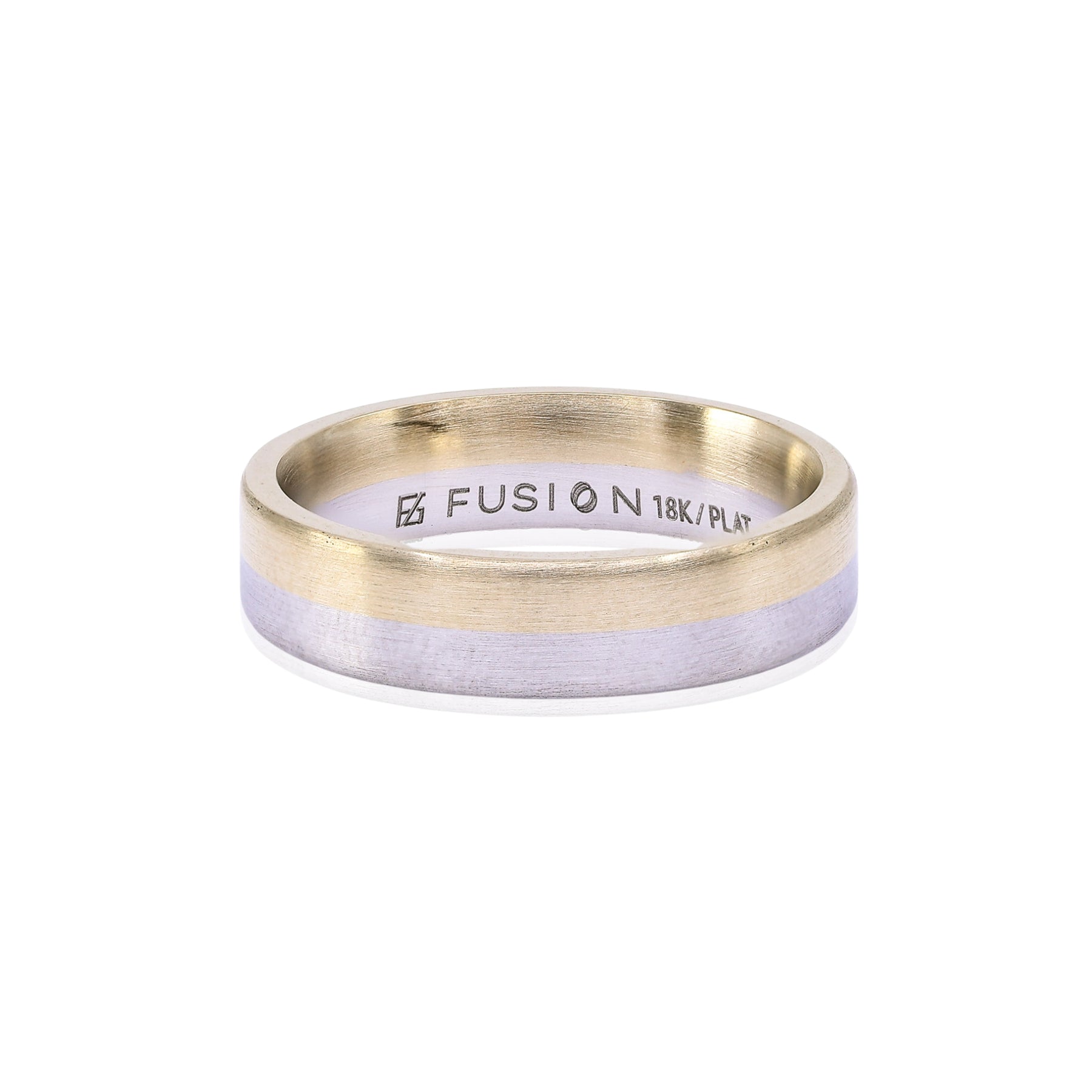 PLATINUM 18K YELLOW GOLD FUSION WEDDING BAND