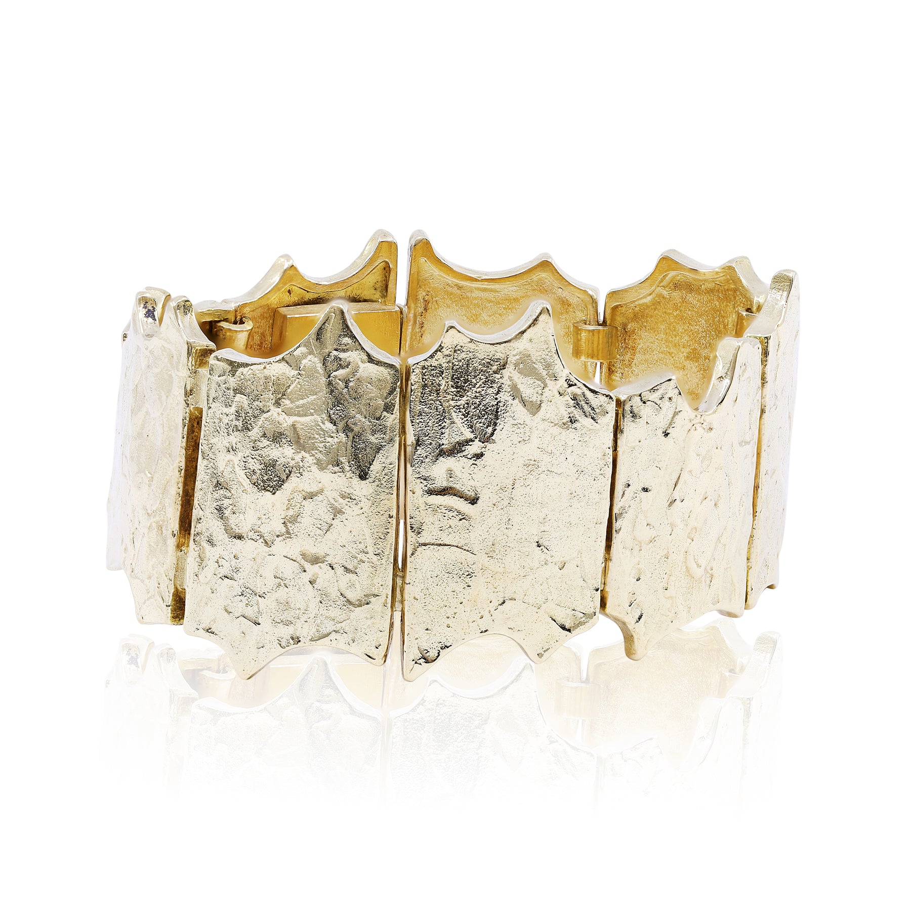 ESTATE ED WIENER 18K YELLOW GOLD PANEL BRACELET - CIRCA 1970