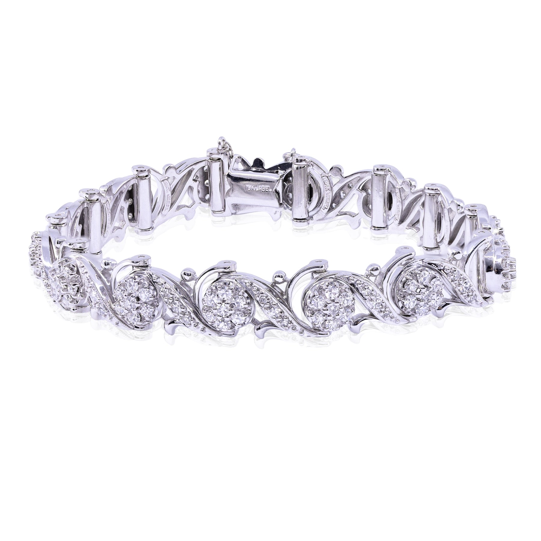 ESTATE 18K WHITE GOLD JABEL ADD-A-LINK DIAMOND BRACELET - 2.50CTW