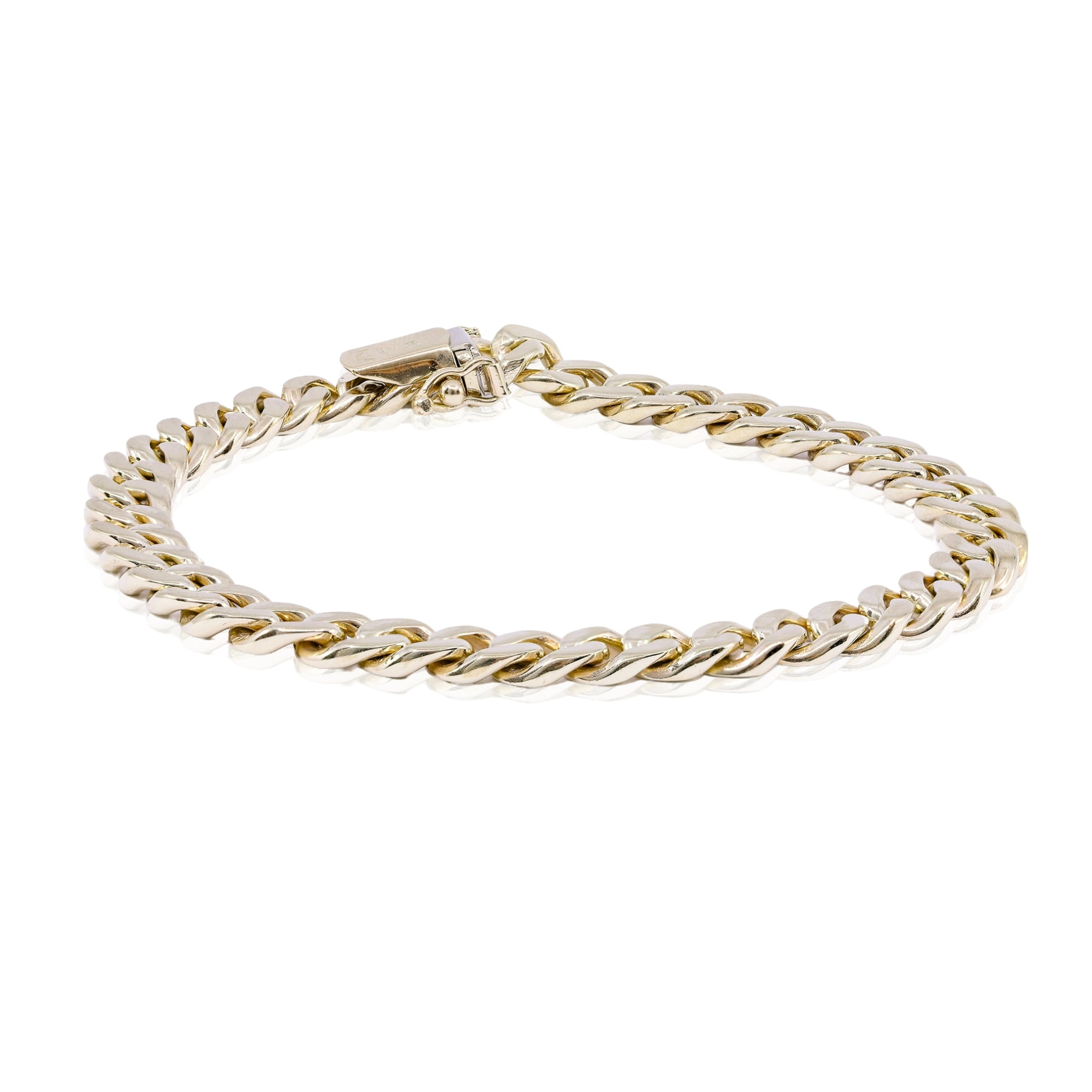 ESTATE 14K YELLOW GOLD FLAT CURB LINK BRACELET