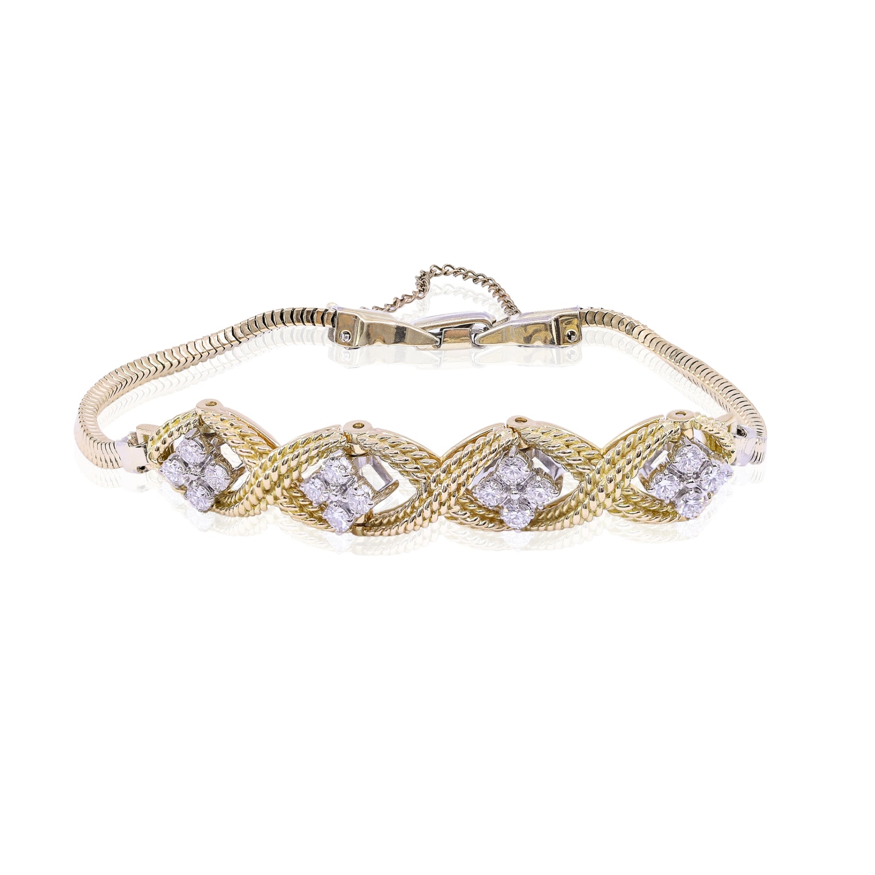 ESTATE 18K YELLOW GOLD ADD-A-LINK DIAMOND BRACELET - 0.75CTW