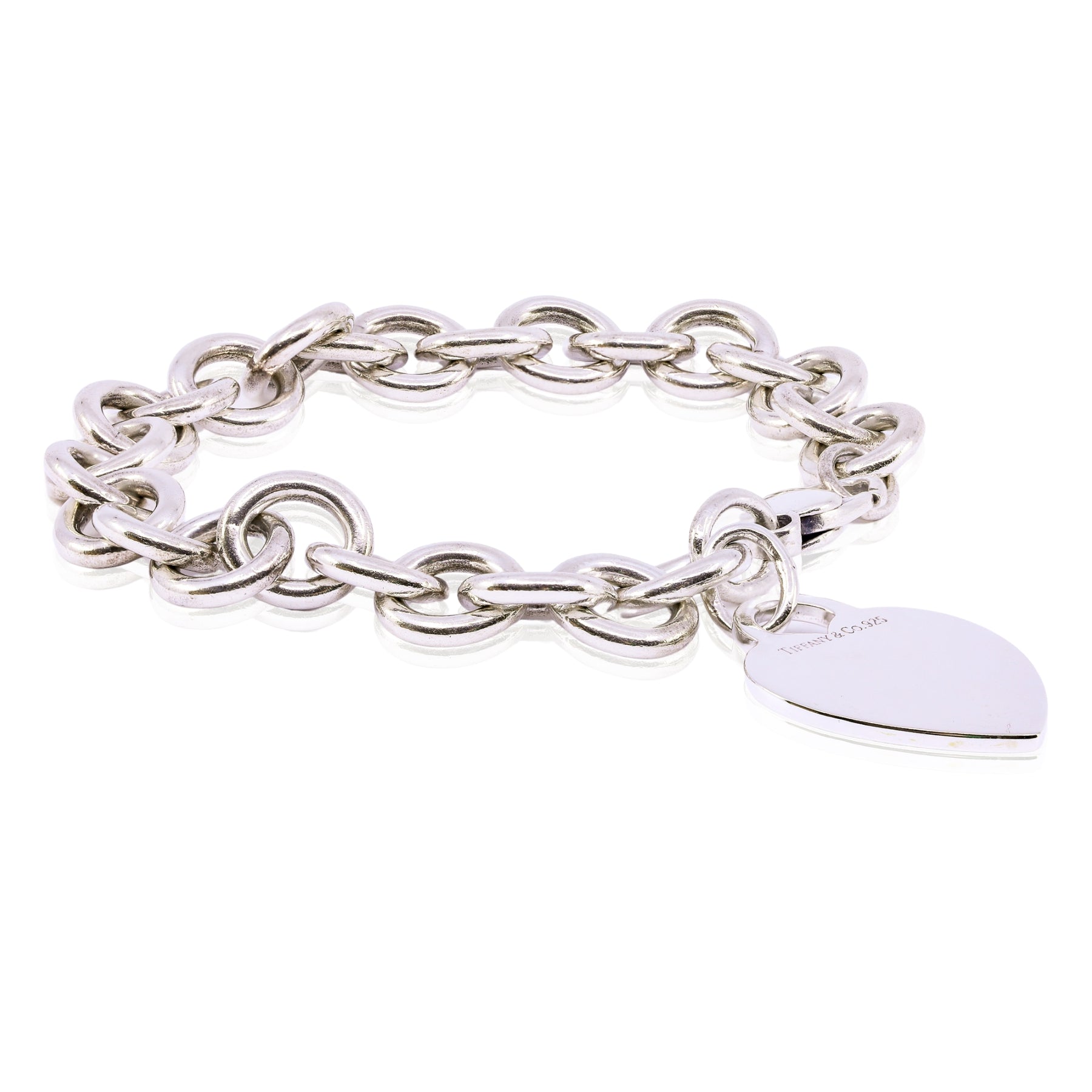 ESTATE TIFFANY STERLING SILVER HEART CHARM BRACELET