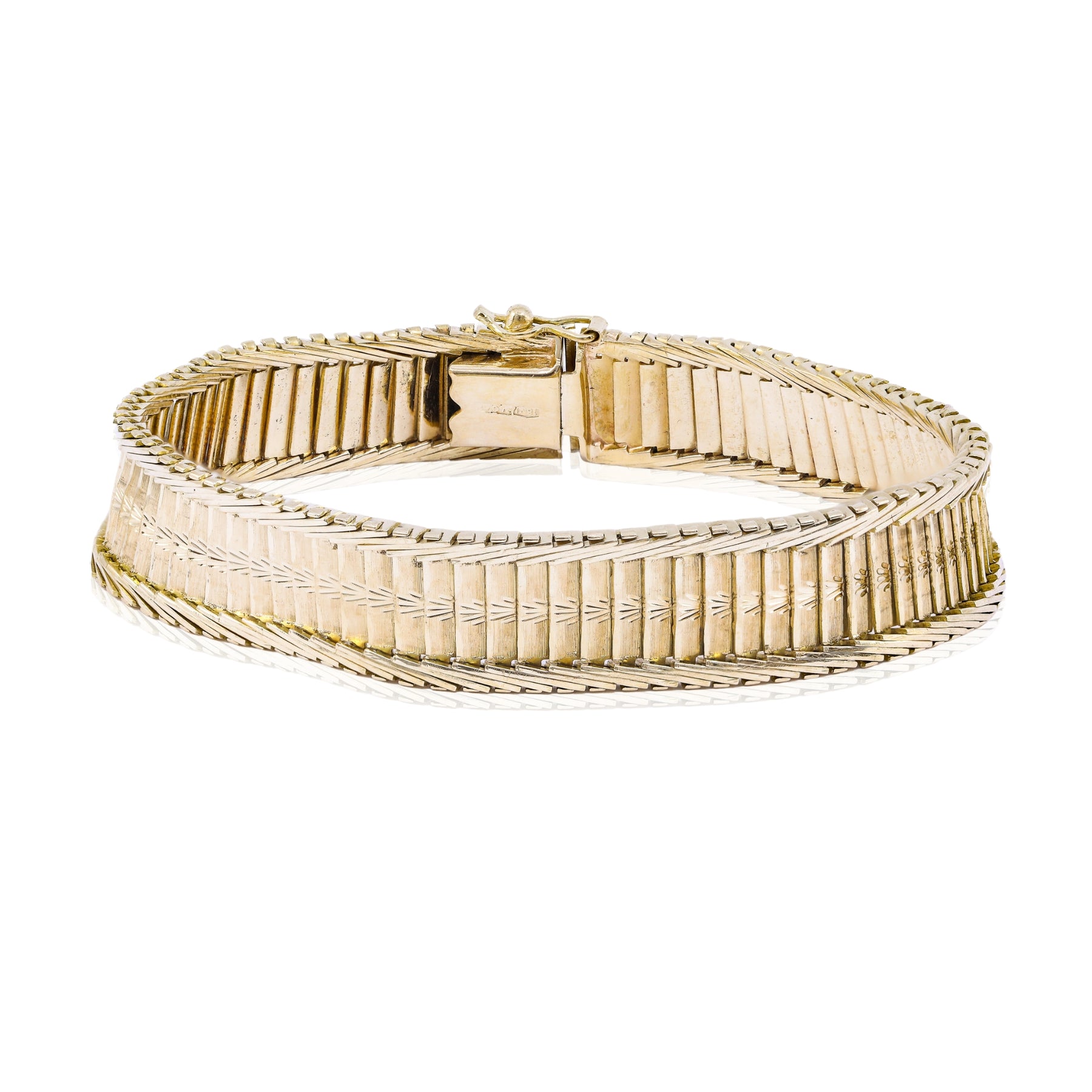 ESTATE 18K YELLOW GOLD ITALIAN TEXTURED LINK BRACELET