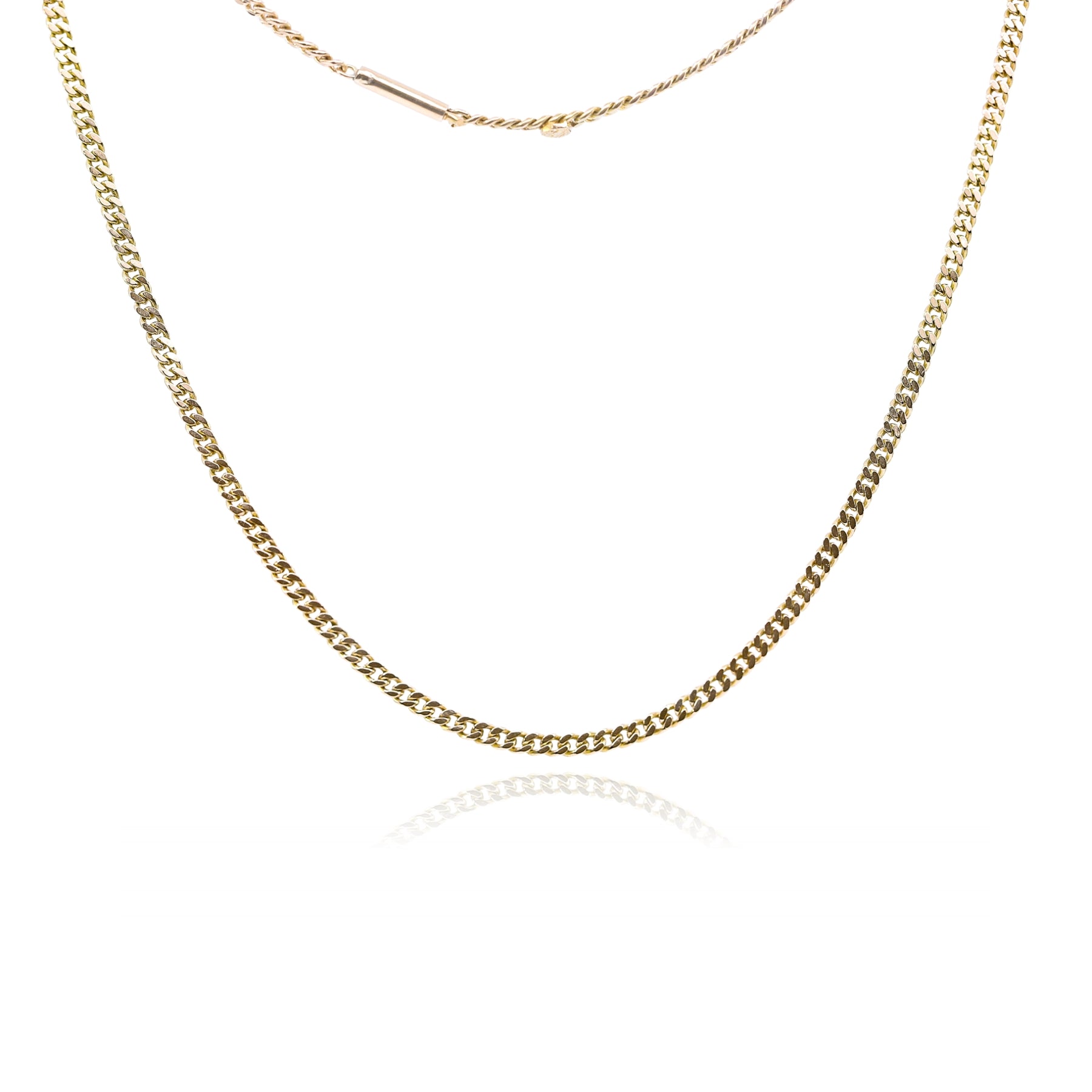 ESTATE 14K YELLOW GOLD FLAT CURB LINK CHAIN