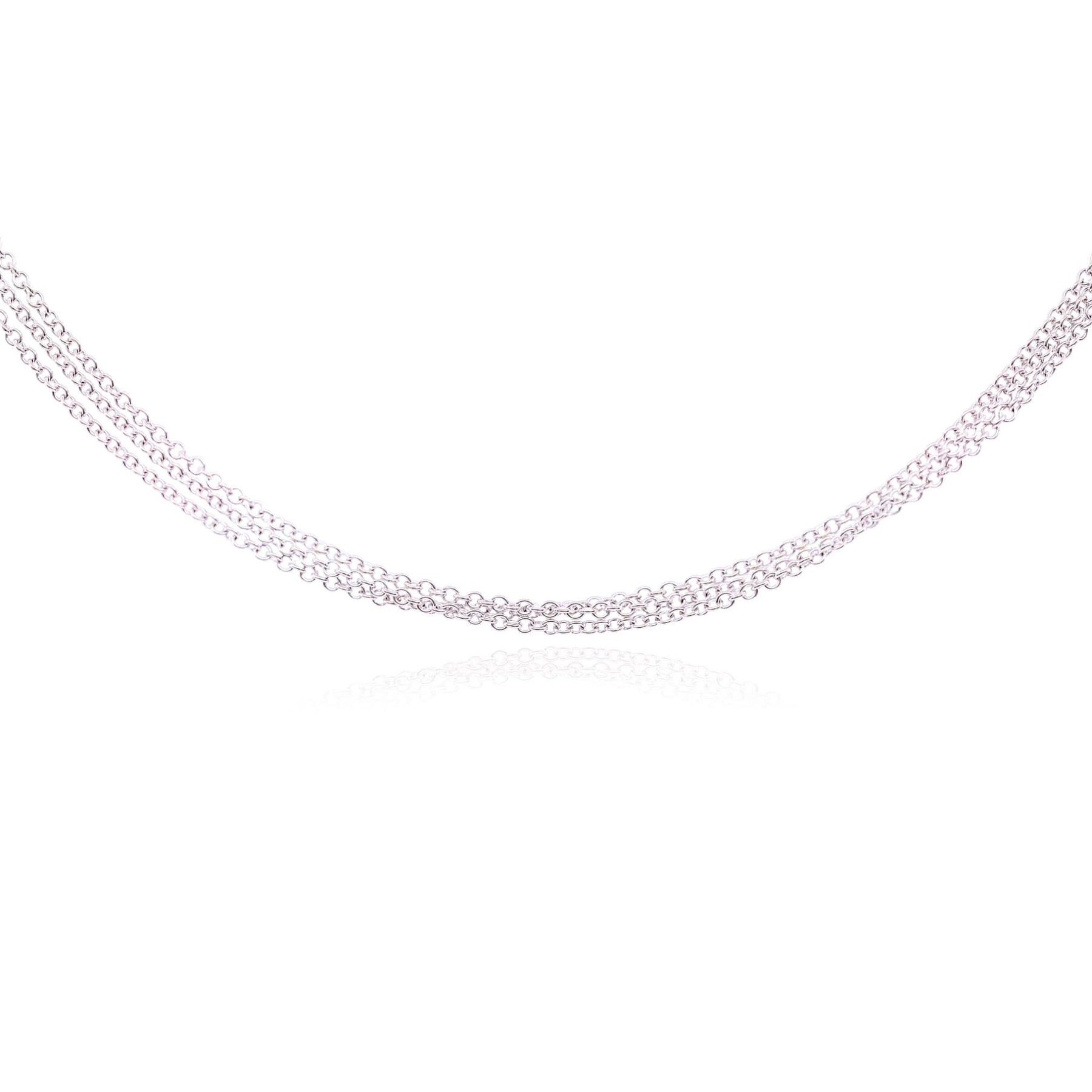 ESTATE 14K WHITE GOLD 3 STRAND CHAIN NECKLACE