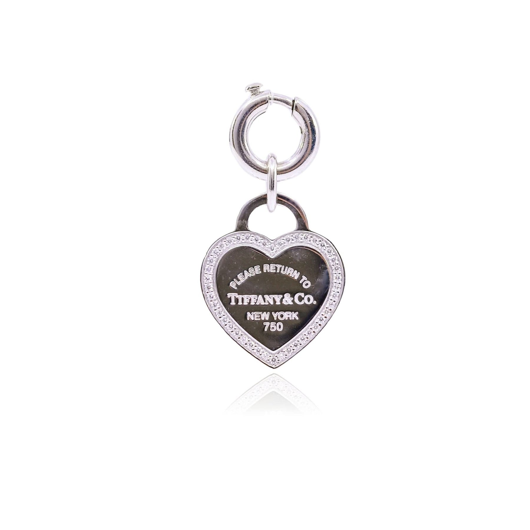 ESTATE TIFFANY 18K WHITE GOLD HEART CHARM