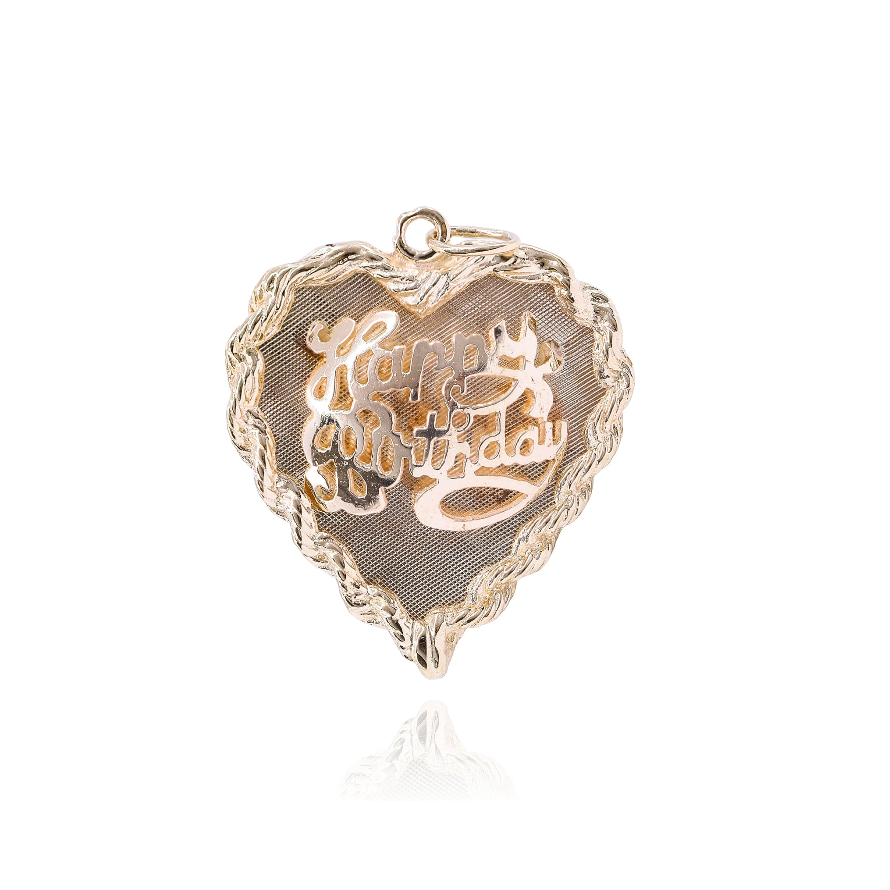 ESTATE 14K YELLOW GOLD HAPPY BIRTHDAY HEART PENDANT CHARM