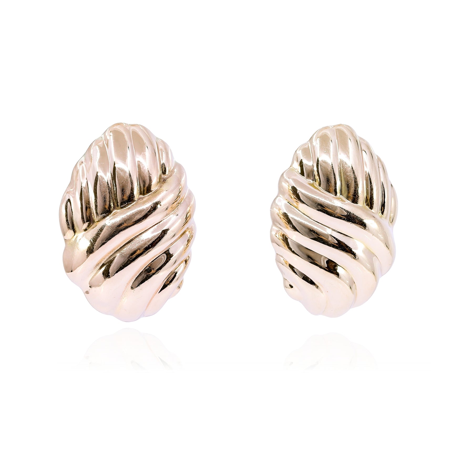 ESTATE 14K YELLOW GOLD HOLLOW SWIRL EARRINGS