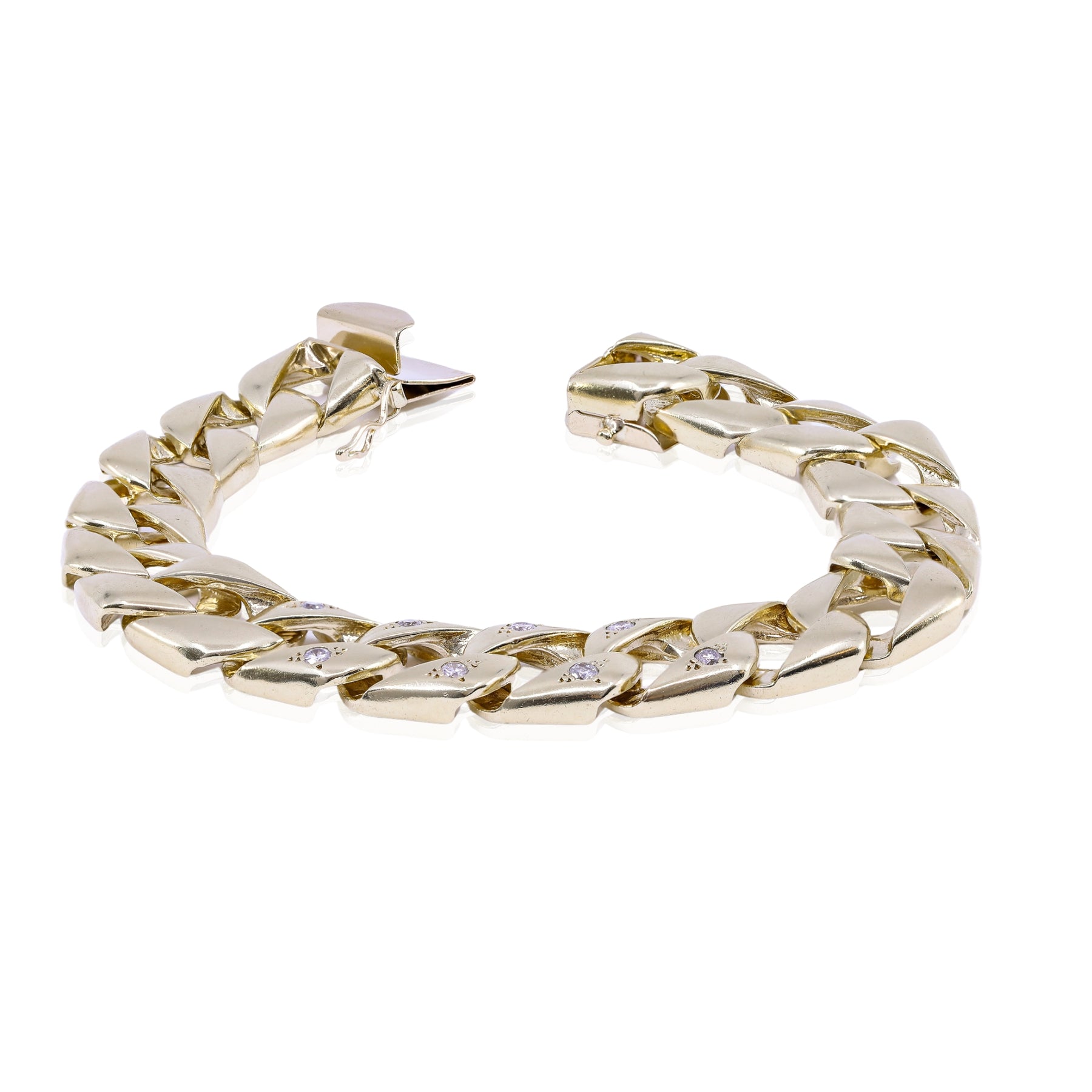 ESTATE 14K YELLOW GOLD DIAMOND CABLE LINK BRACELET - 0.16CTW