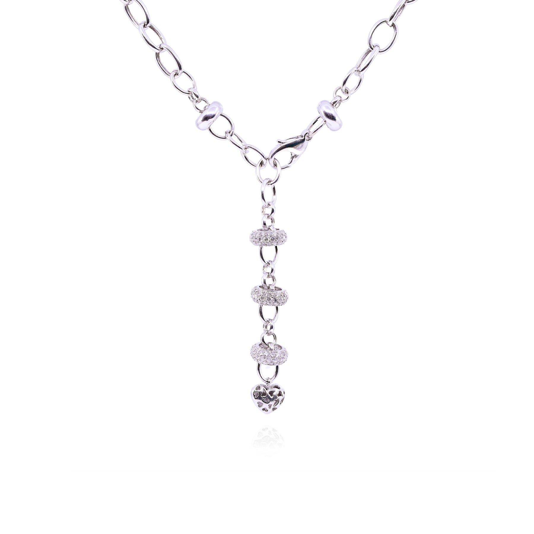 ESTATE 14K WHITE GOLD DIAMOND OVAL LINK &