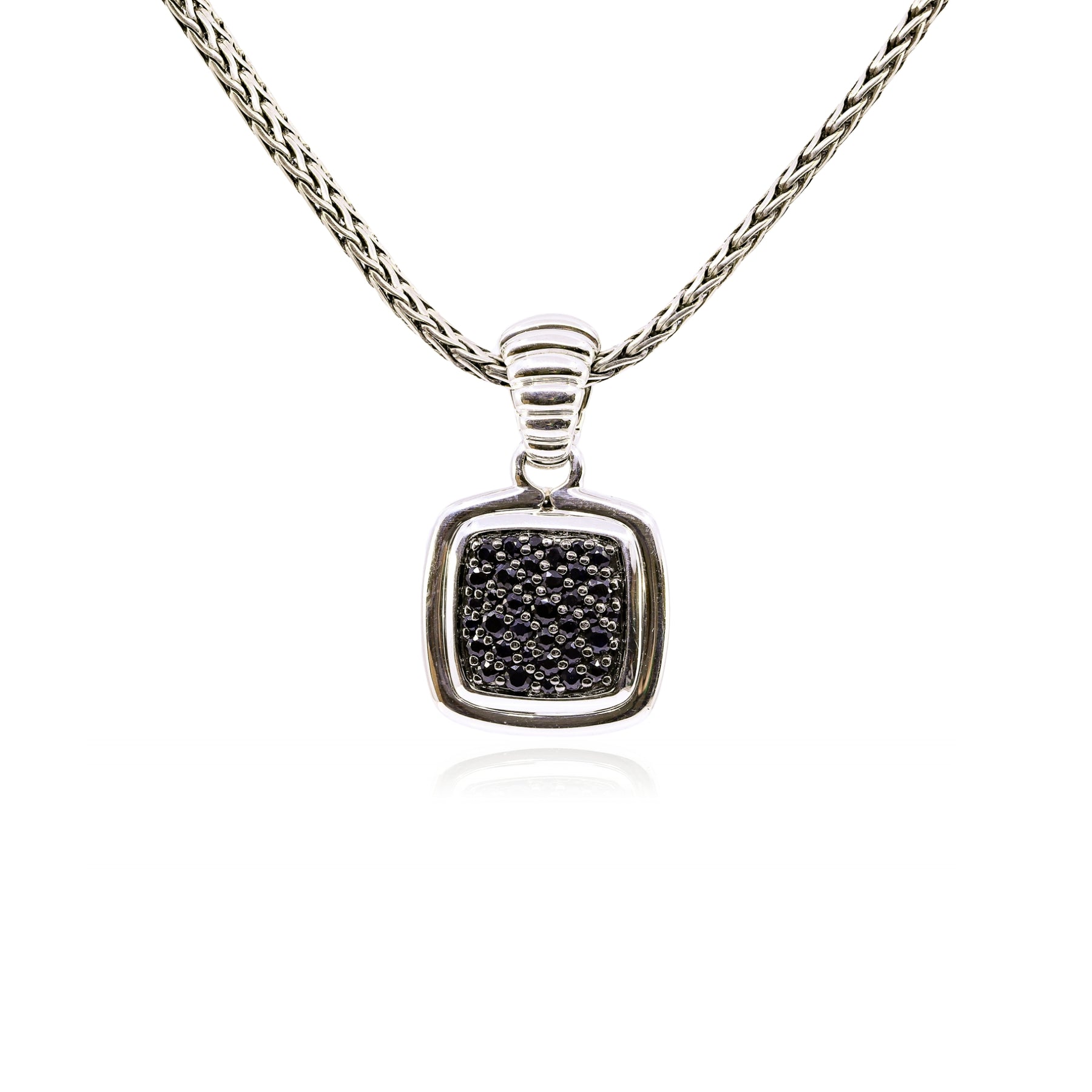 ESTATE JOHN HARDY STERLING SILVER BLACK SAPPHIRE PENDANT NECKLACE